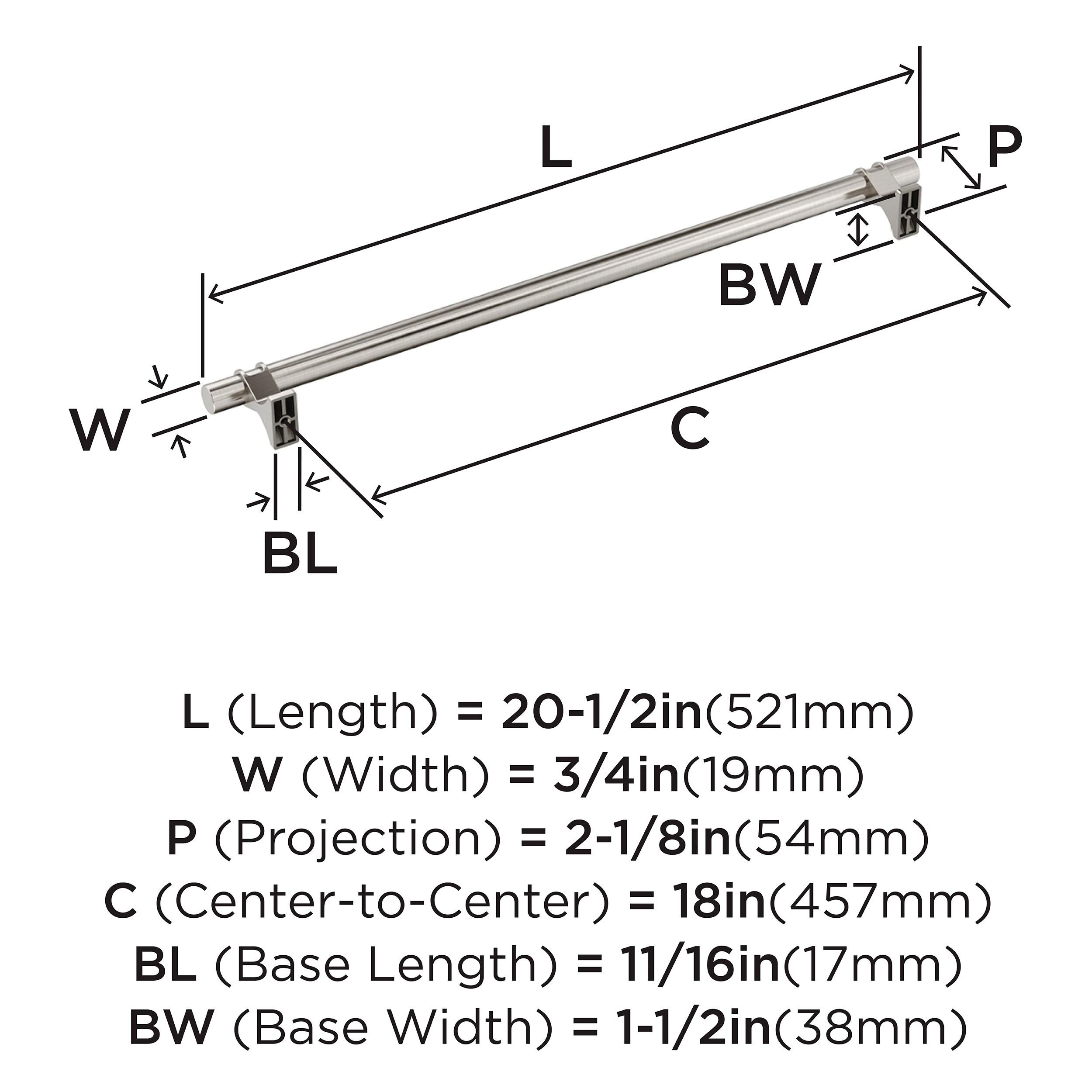 Amerock Davenport 18 inch (457mm) Center-to-Center Satin Nickel Appliance Pull