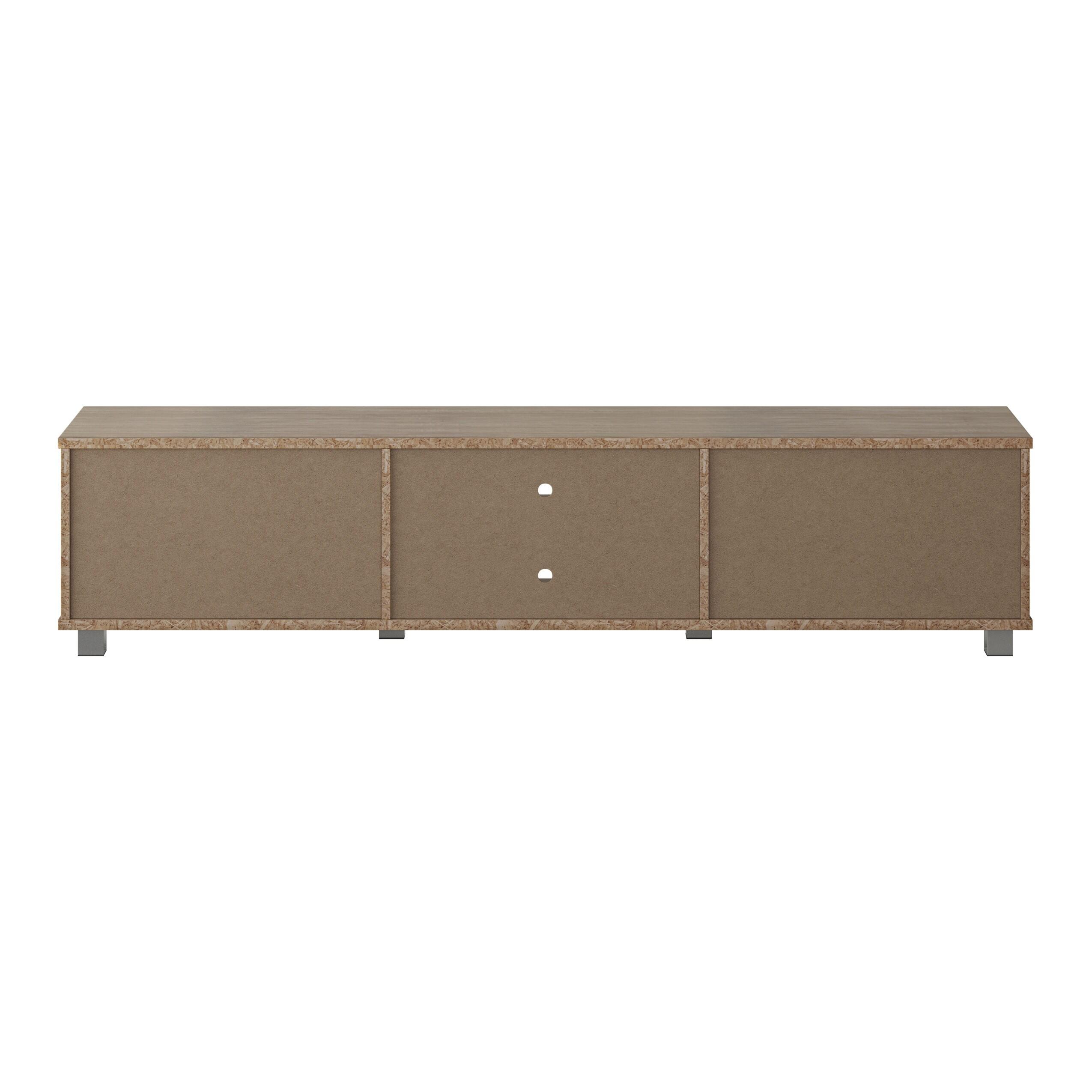Hollywood TV Stand for TVs up to 85" with Doors Wood Grain White/Brown - CorLiving: Modern Media Console, Laminated MDF