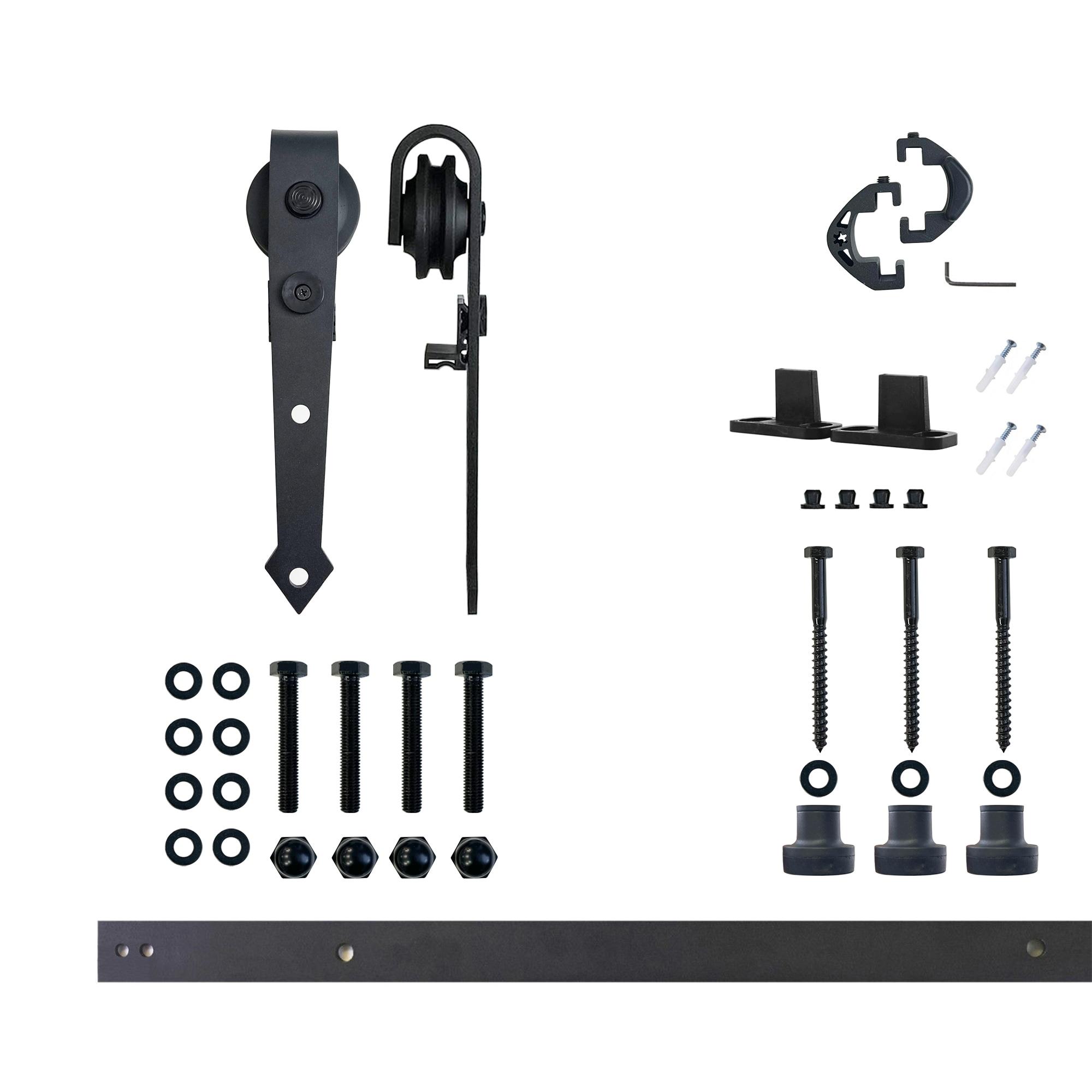 Homacer Black Rustic Arrow Design Non-Bypass Single Track One Door Hardware Kit( Door Not Included)