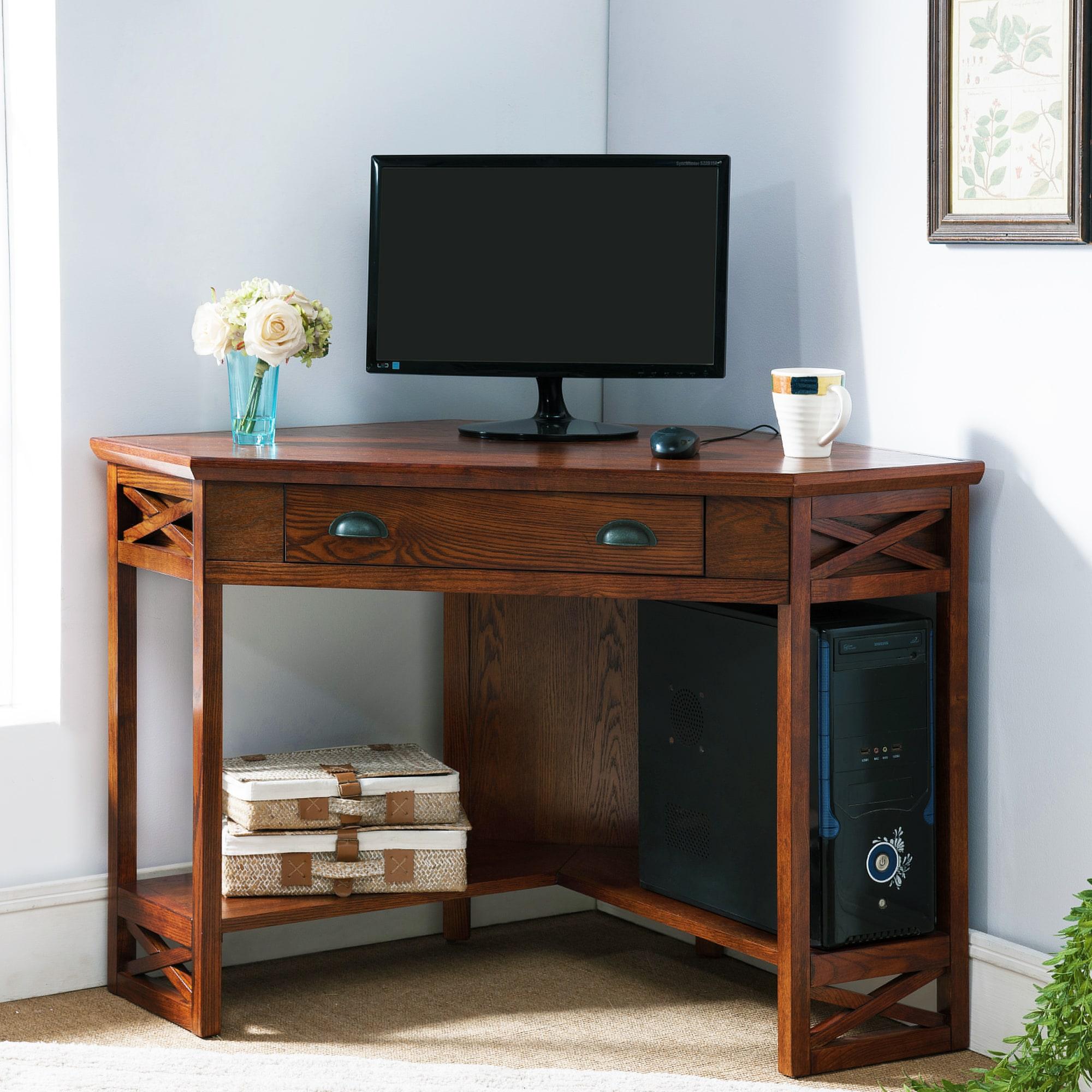 Leick Furniture Corner Computer Desk in Oak
