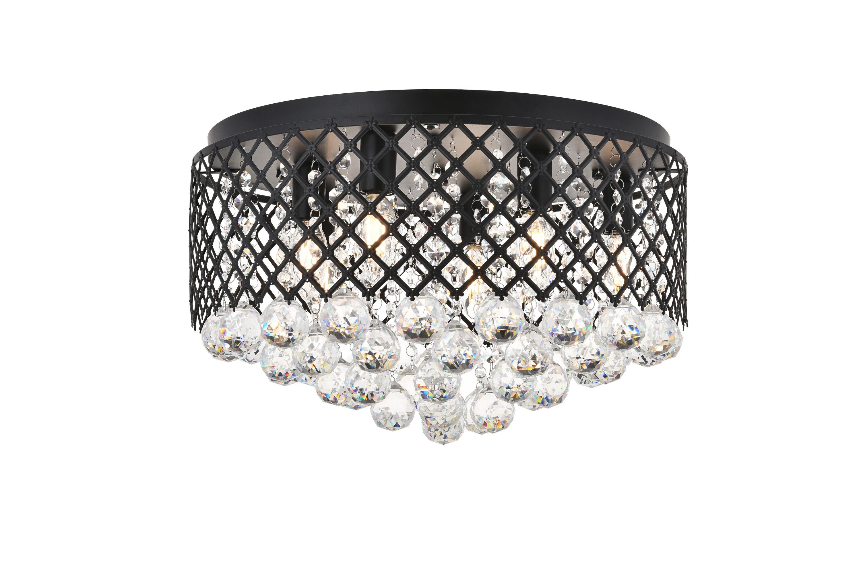 Elegant Lighting Tully 6 light Matte Black Flush Mount
