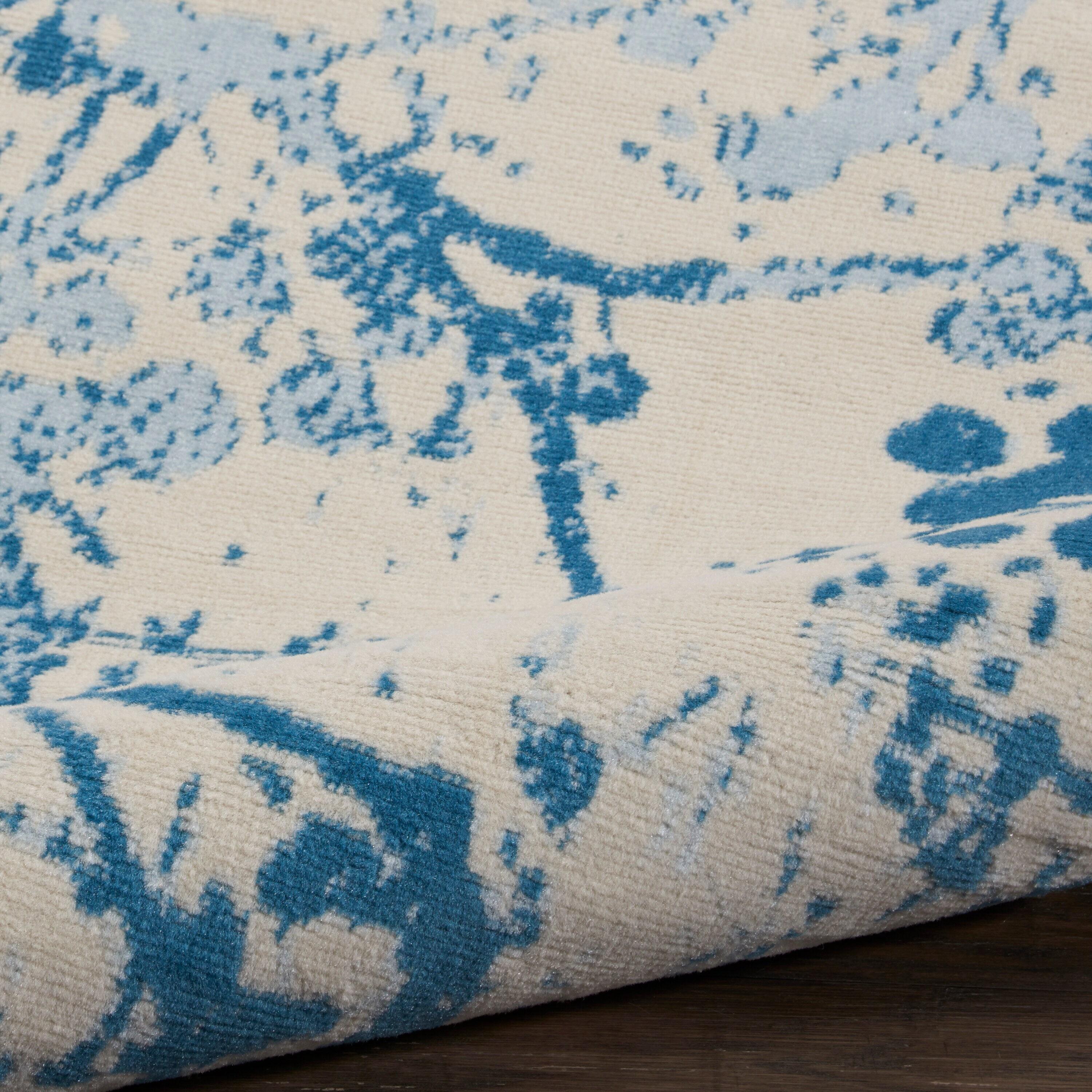 Nourison Jubilant 2' x 4' Ivory/Blue Area Rug Contemporary Artistic Abstract by Nourison
