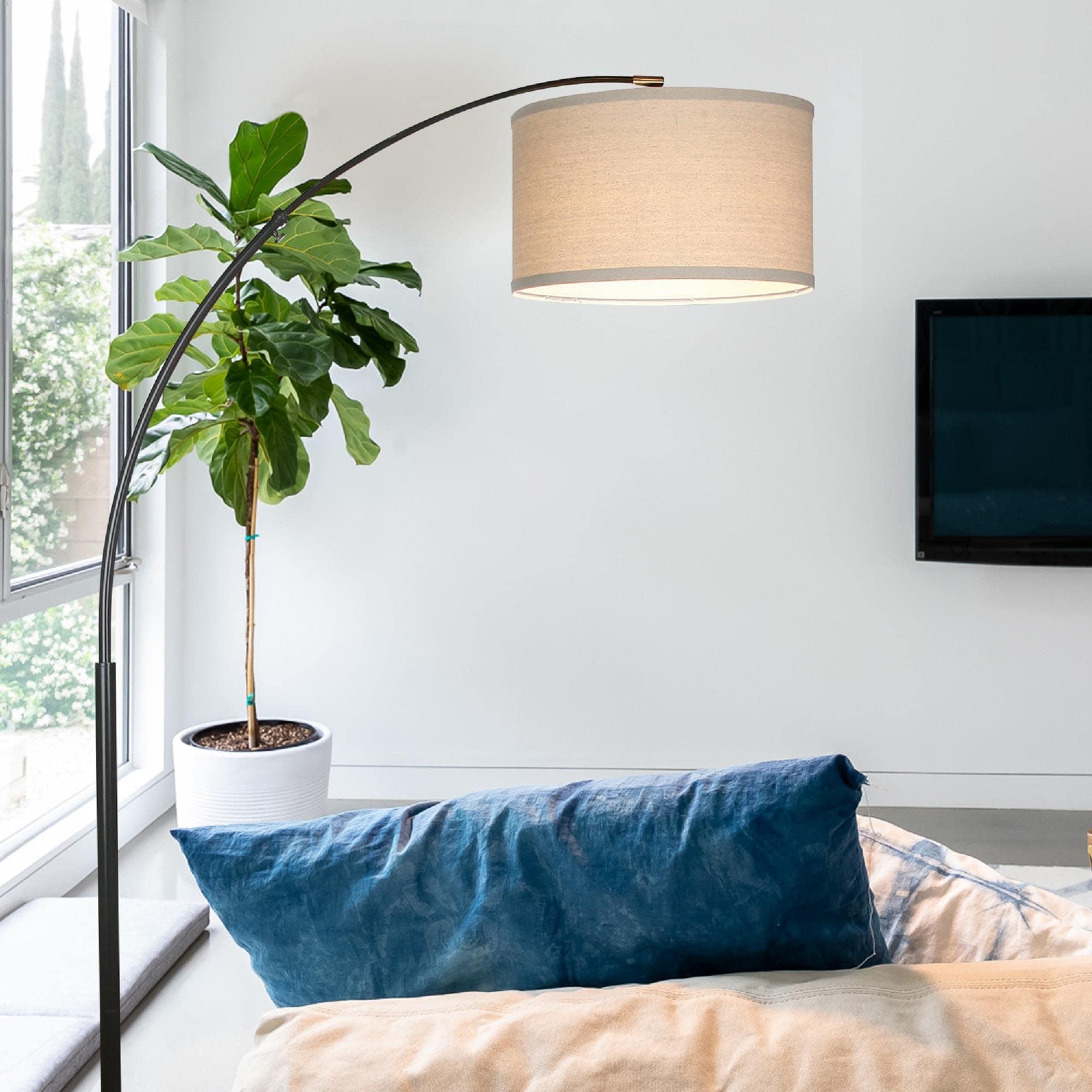 Brightech Logan 76 in. Adjustable and Extendable LED Arched Gold Floor Lamp with Weighted Marble Base - LED Bulb Included