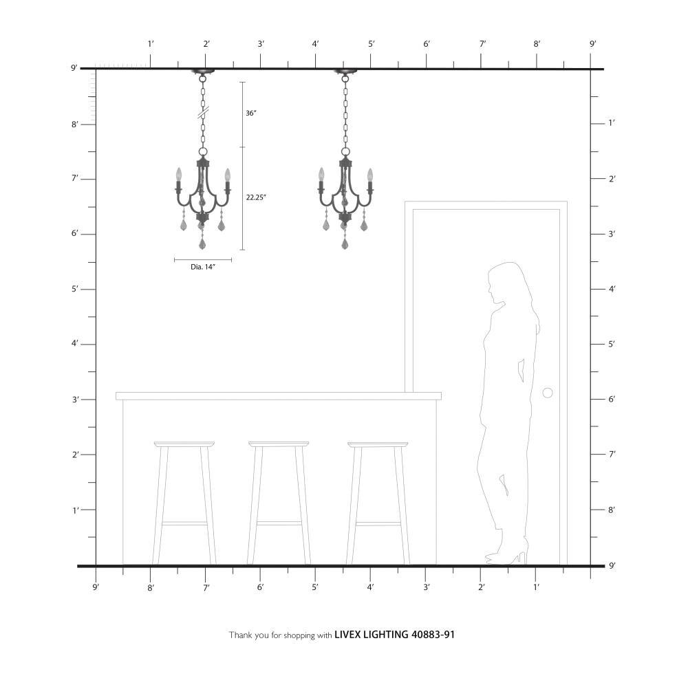 Livex Lighting Glendale 3 - Light Chandelier in  Brushed Nickel