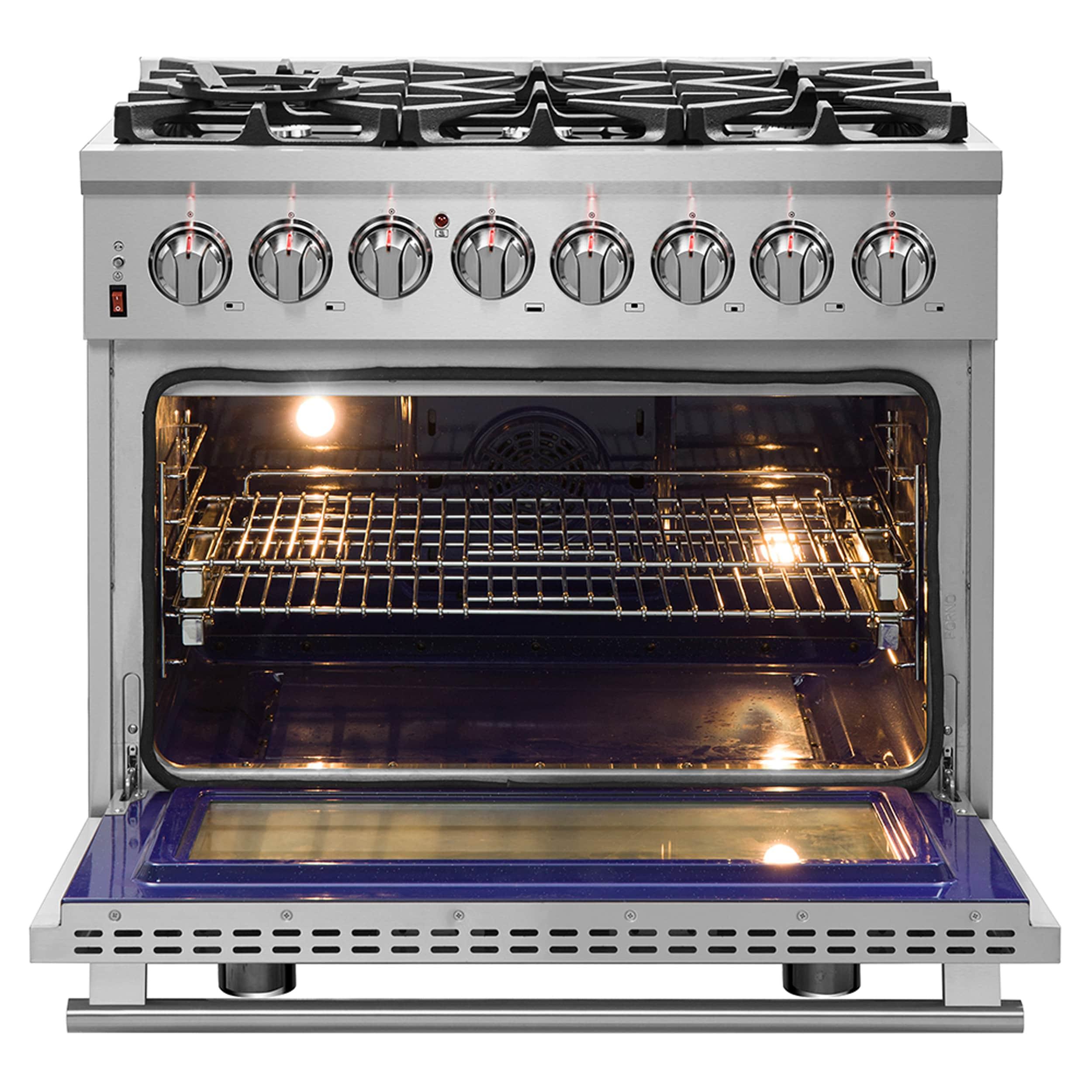 Massimo 36-inch Dual Fuel Range, 6 Burners, 5.36 cu.ft. True Convection Oven, Air Fryer & Griddle