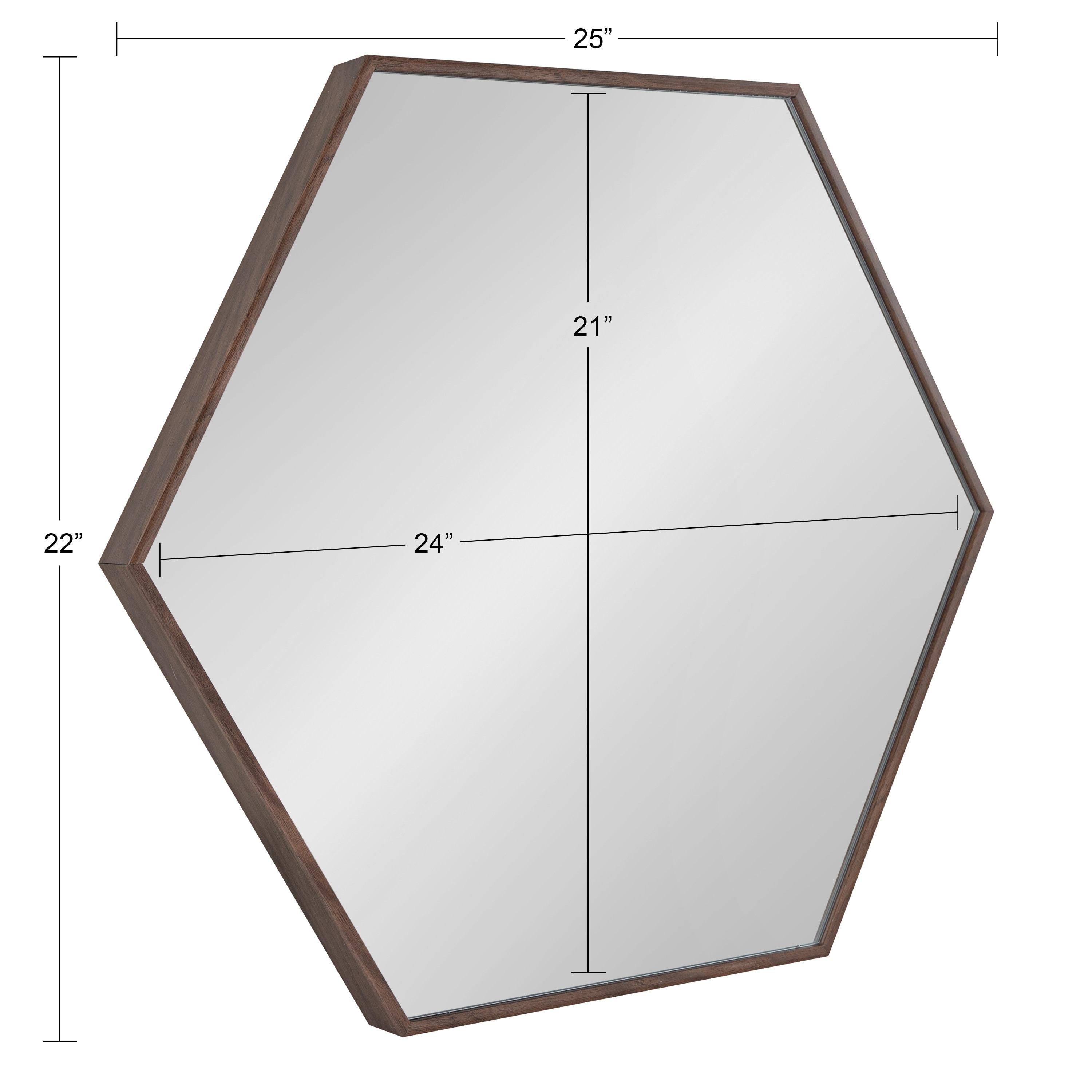 22" x 25" Rhodes Hexagon Wall Mirror Walnut Brown - Kate & Laurel: Modern Plastic Frame, No Assembly Required