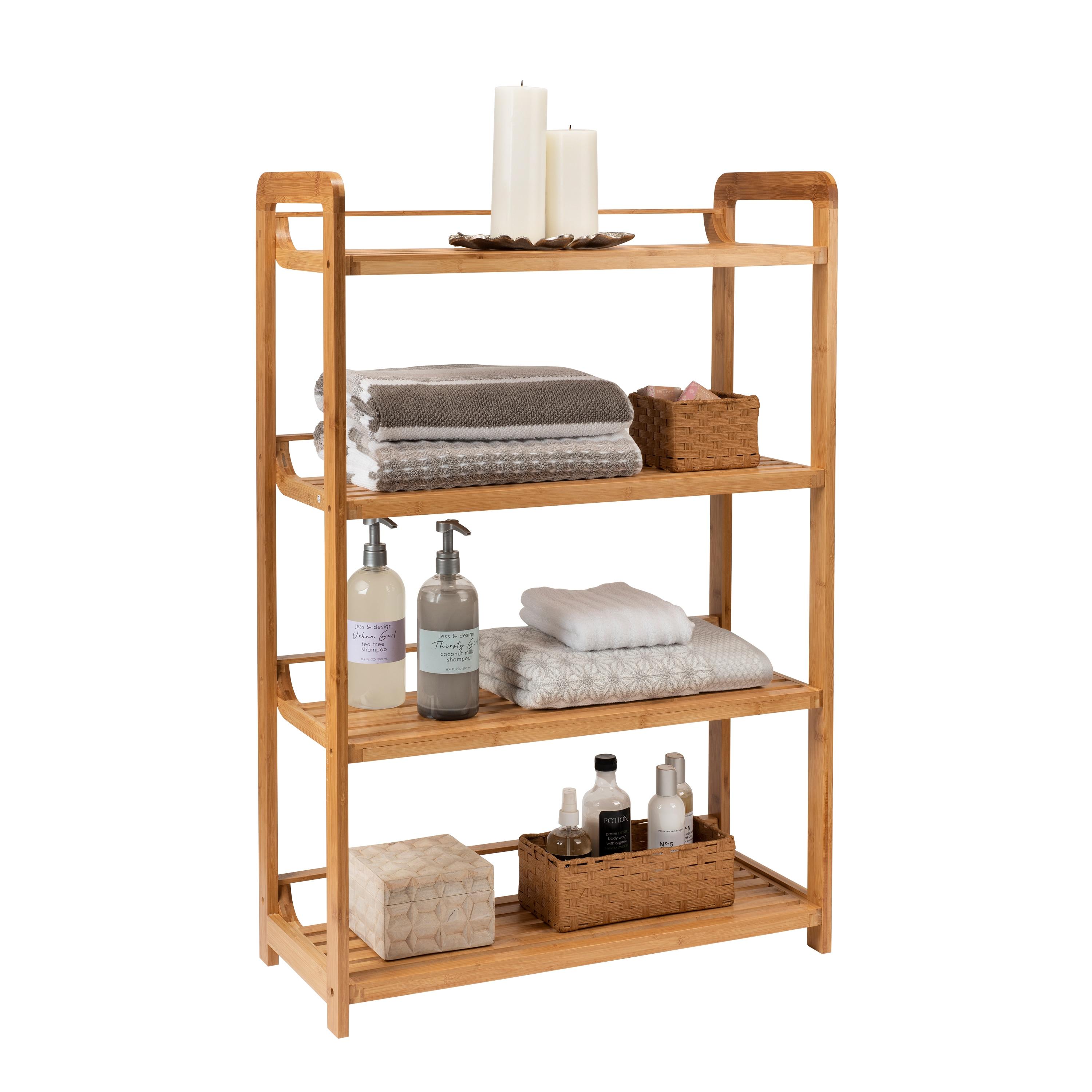 Organize It All Deluxe 4 Tier Bamboo Storage Shelf Unit