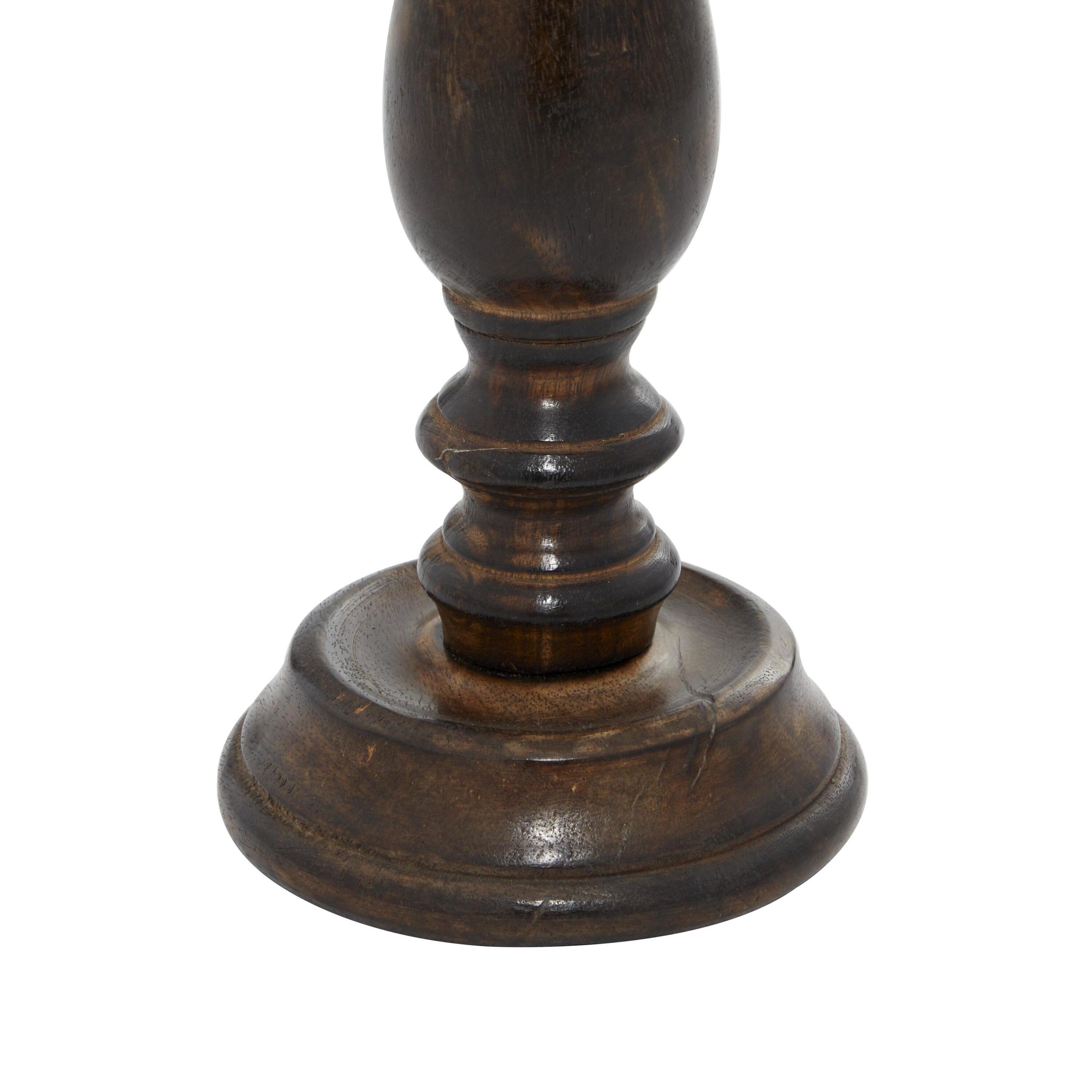 DecMode 9", 12", 15"H Traditional Candlestick, Dark Brown, 3 - Pieces