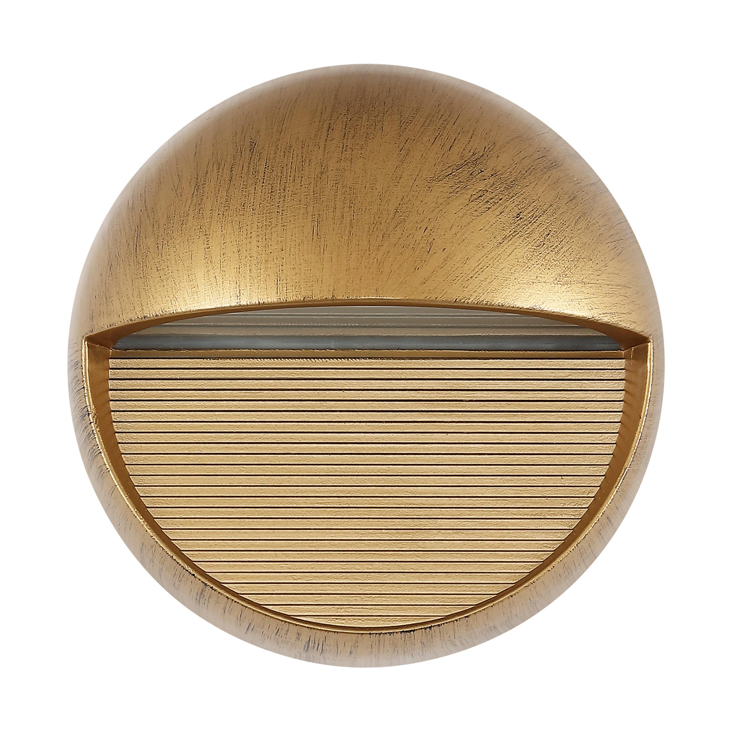 Orbe 6.25" Outdoor Metal/Glass Integrated LED Wall Sconce, Antique Gold