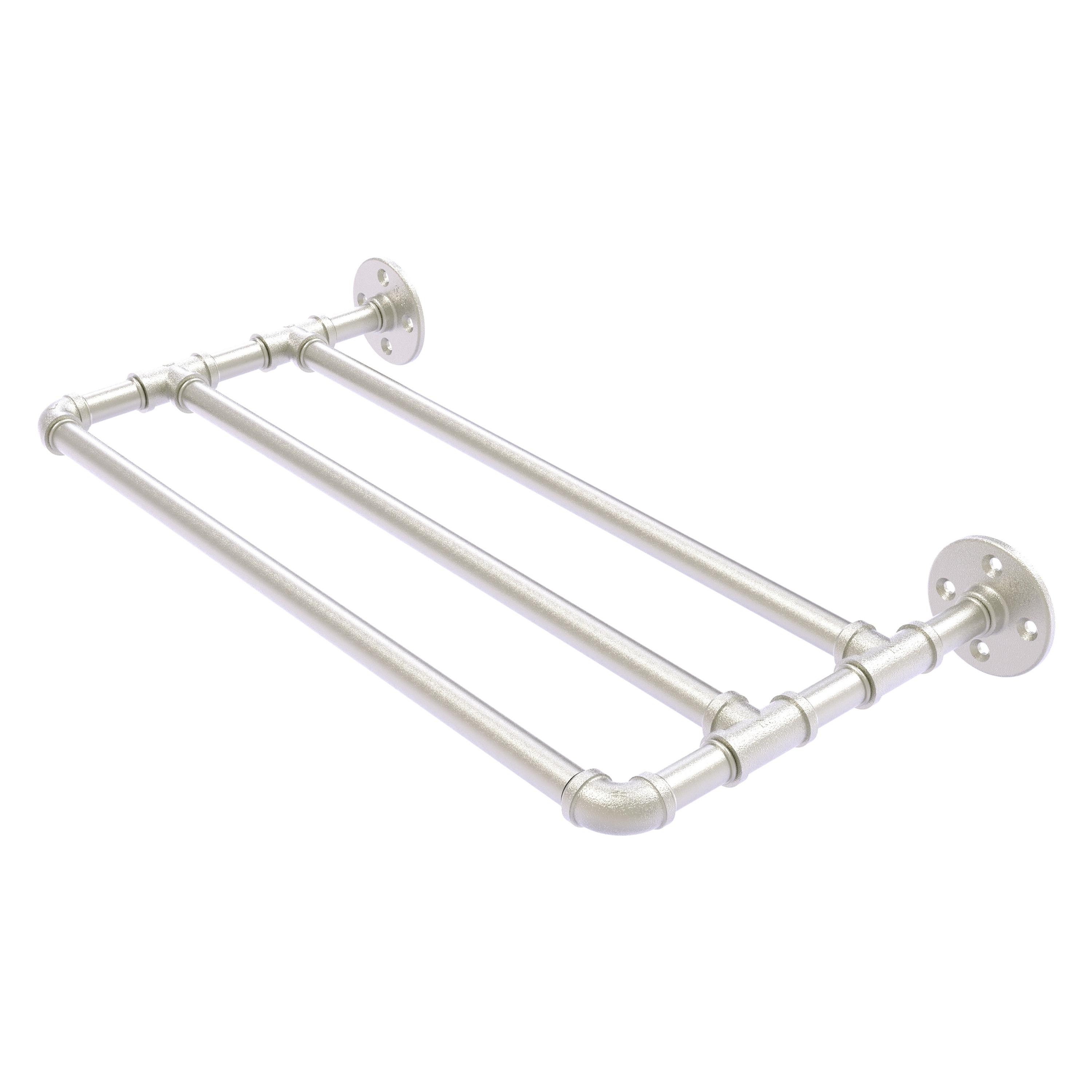 Satin Nickel 24" Iron Wall-Mounted Towel Shelf