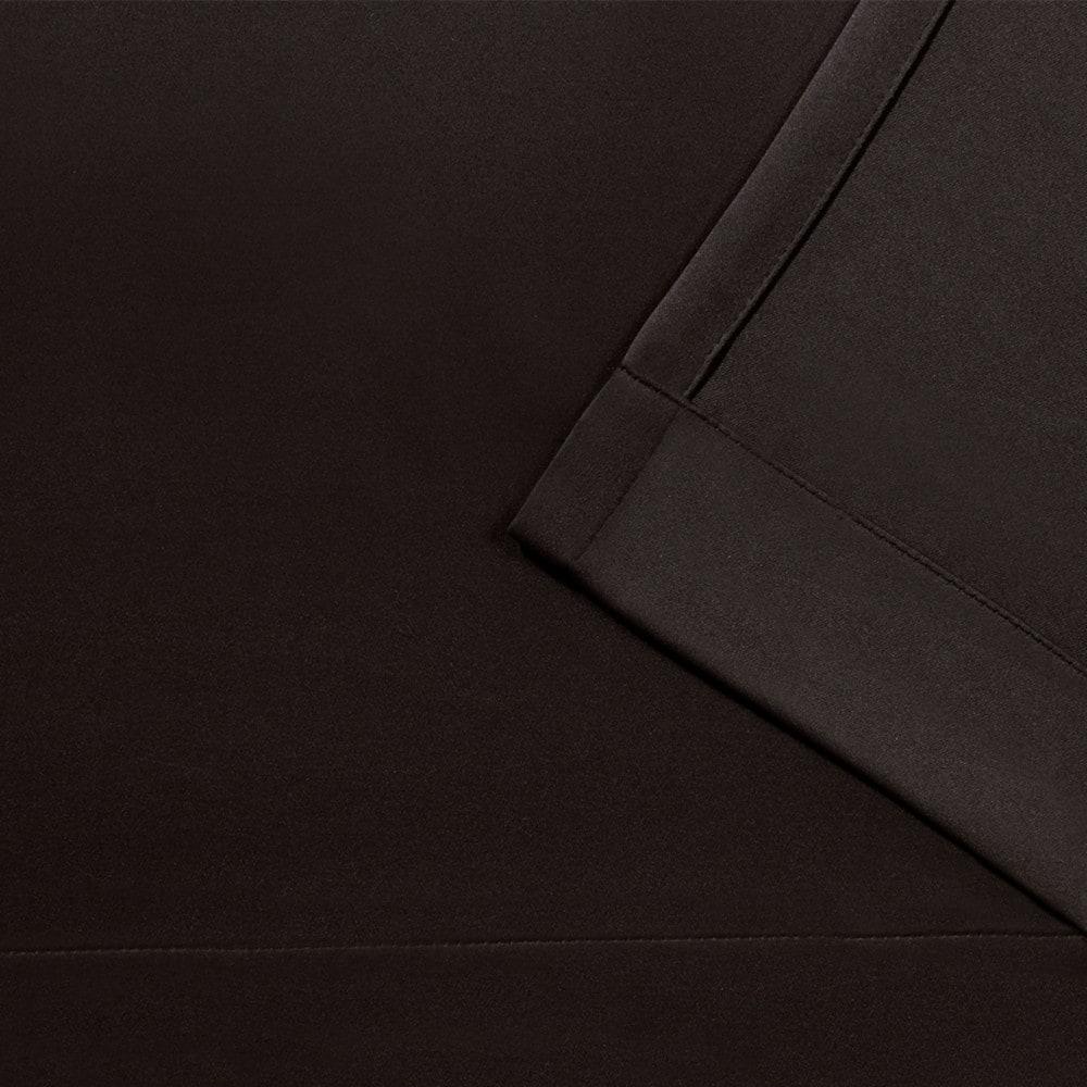 Set of 2 84"x52" Sateen Pinch Pleat Woven Blackout Back Tab Window Curtain Panel Brown: Thermal Insulated, Room Darkening