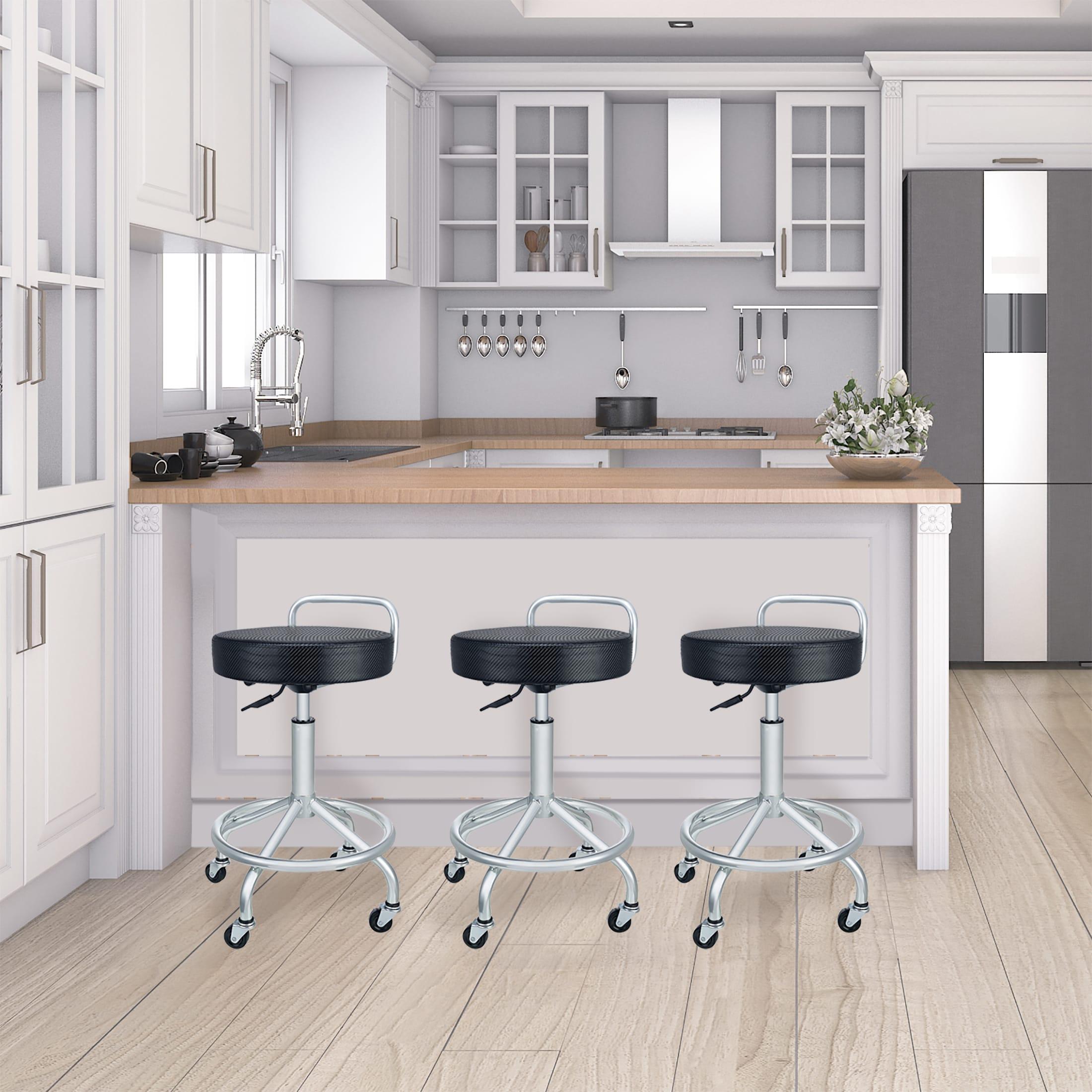 Seville Classics Adjustable Height Ergonomic Swivel Stool with Wheels