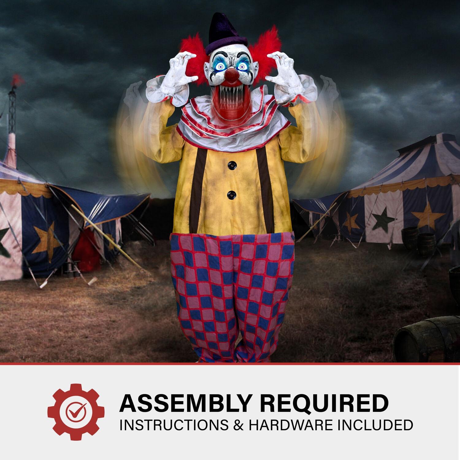 Haunted Hill Farm Puddin the Startling Arms Clown by Tekky, Talking Halloween, Plug-In or Battery