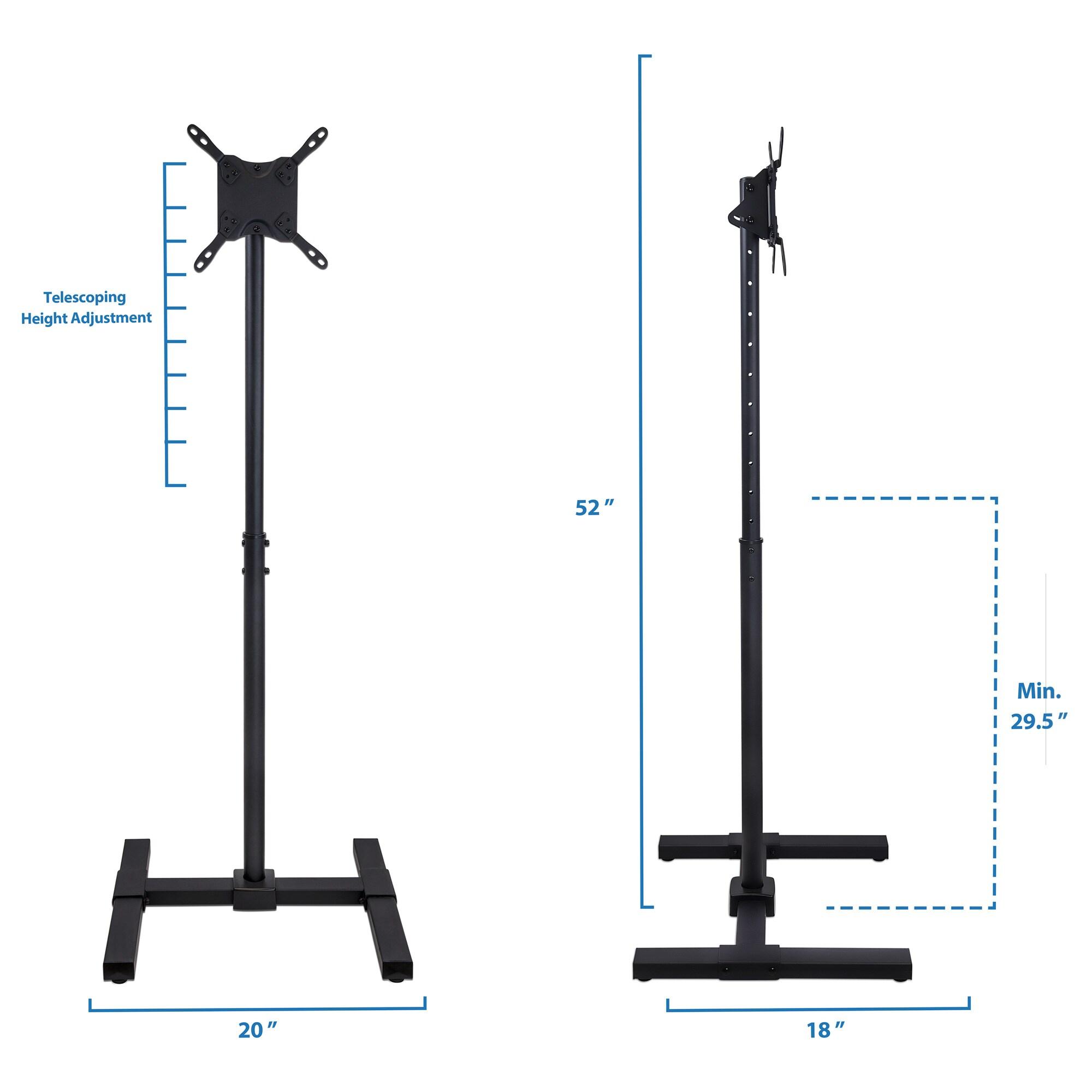 Mount-It! Height Adjustable TV Floor Stand | Universal Pedestal TV Stand For 13 - 42 Inch Screens | For Indoor and Outdoor Portable TV Mount | Black