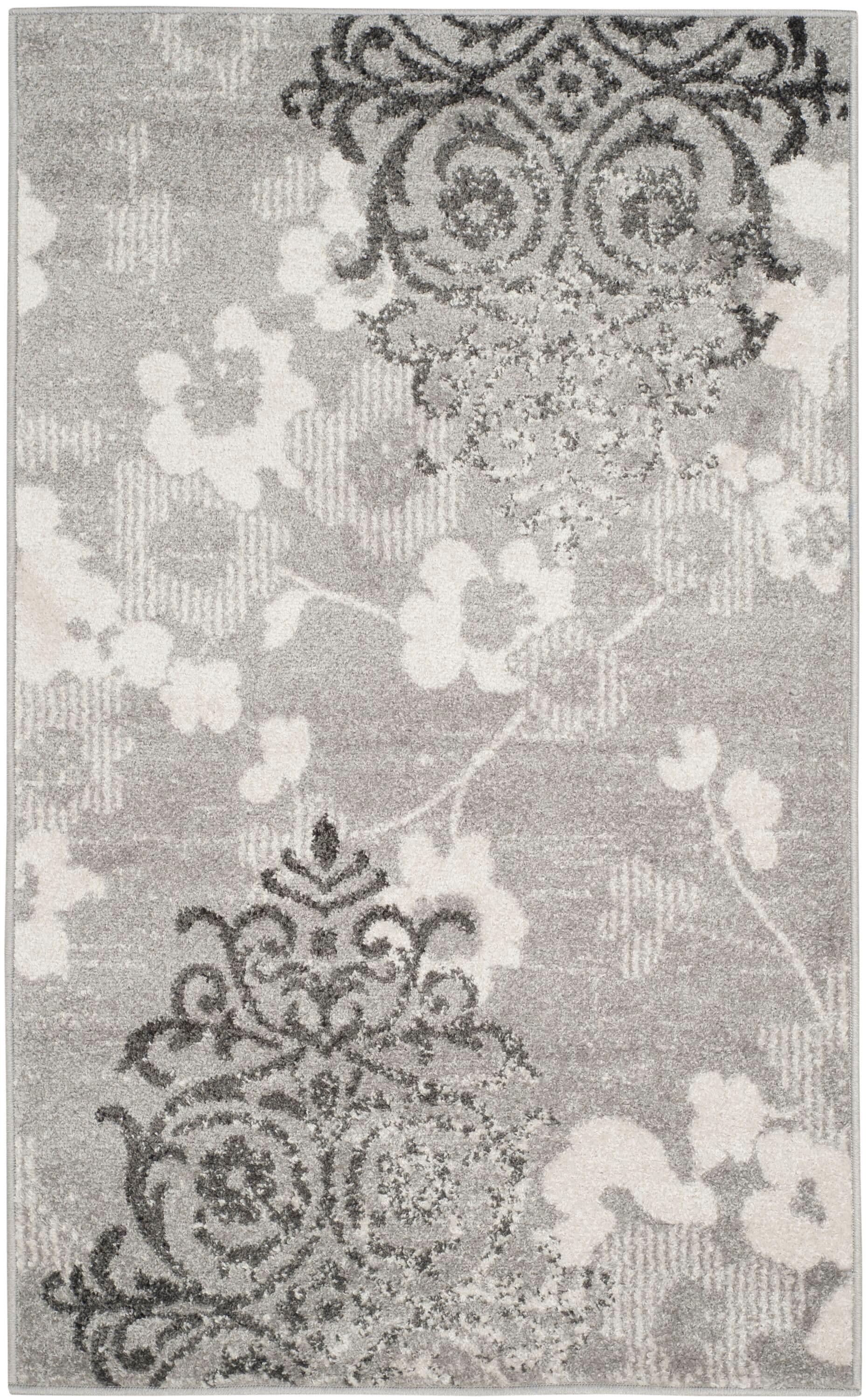 Adirondack ADR114 Machine Made Indoor Area Rug - Silver/Ivory - 4'x6' - Safavieh