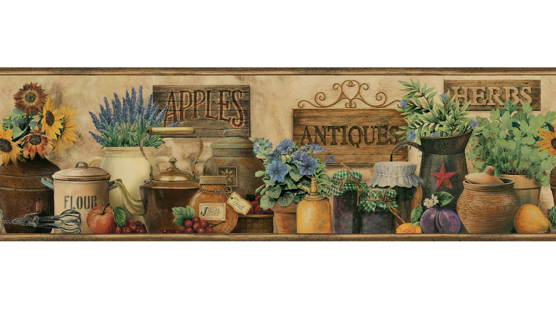 Brewster Home Fashions Borders by Chesapeake March  Antique Herbs Portrait 15' x 6'' Food 3D Embossed Border Wallpaper