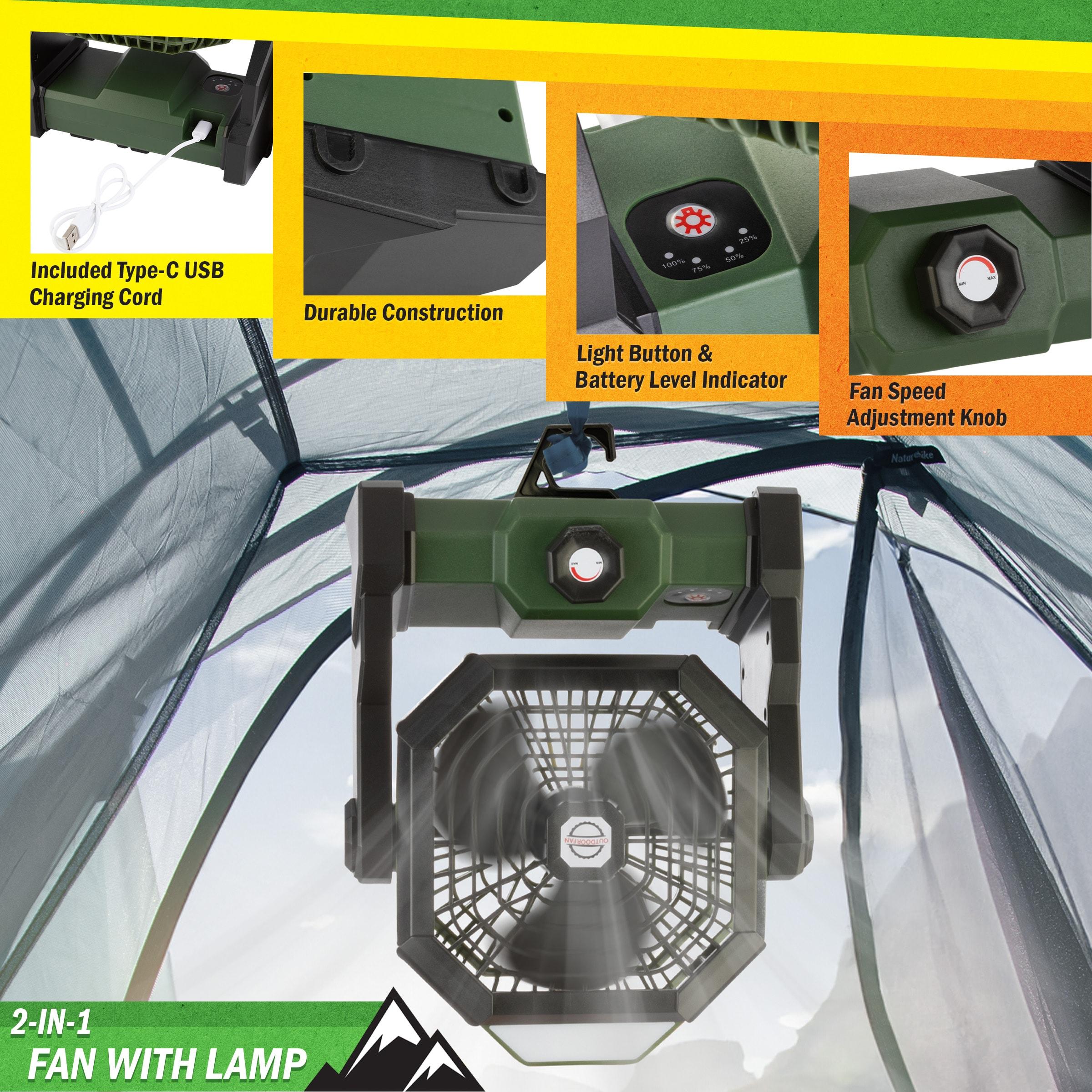 wakeman Wakeman Outdoors Camping Fan and Tent Light - Rechargeable 5400mAh Lithium Battery, Green
