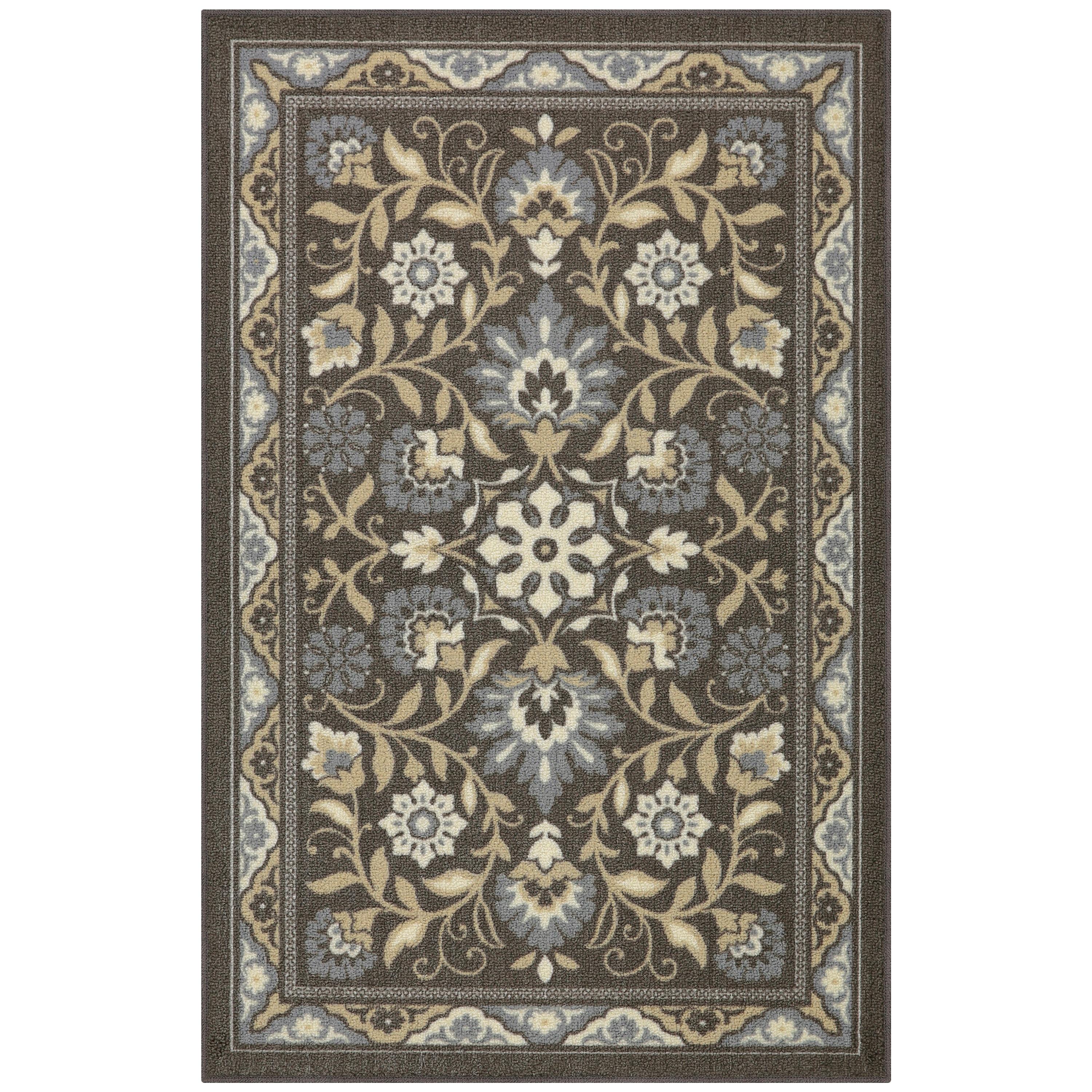 Maples Rugs Florence Traditional Swirl Gray Washable Entryway Area Rug, 2'6 x 3'10