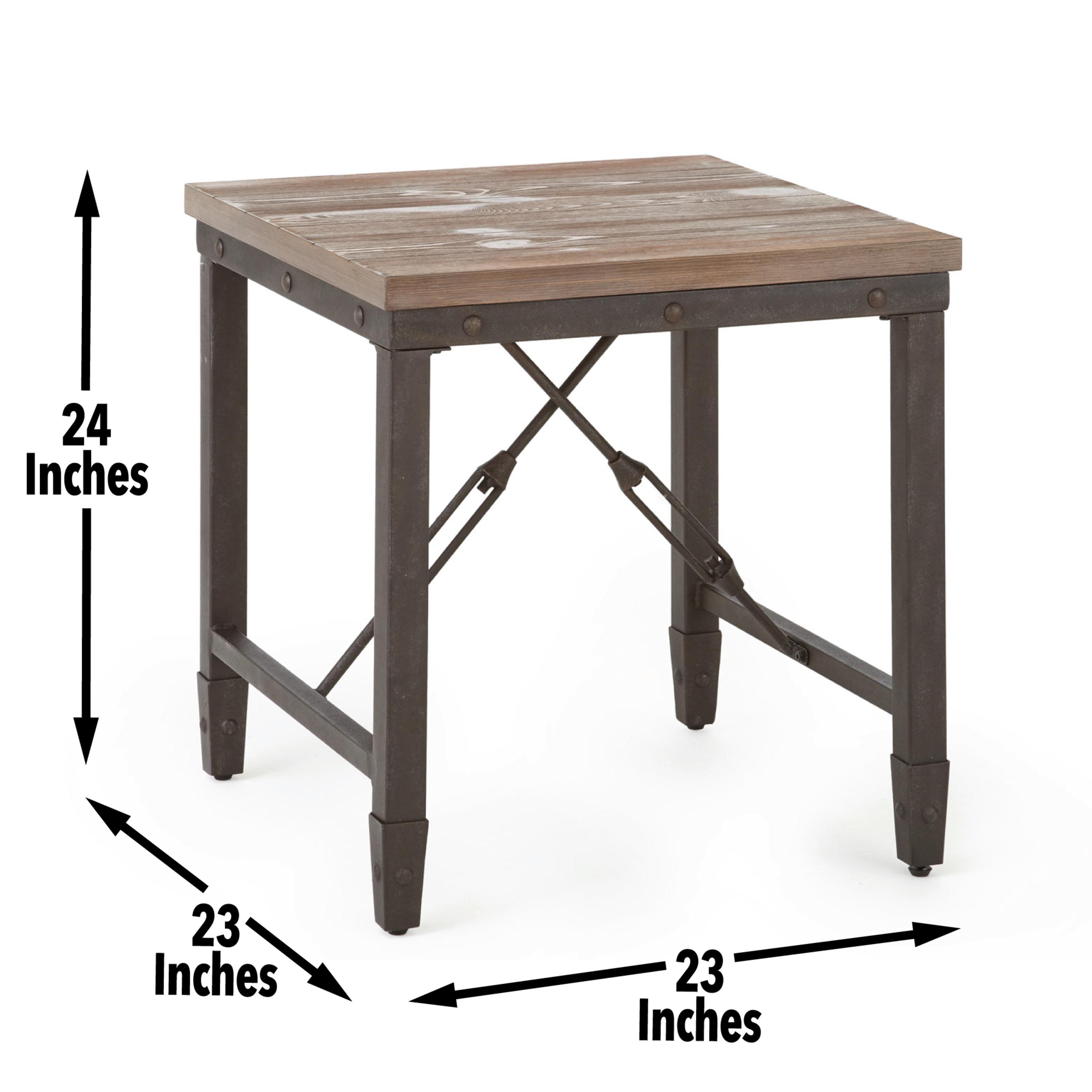 Jersey End Table Antique Oak - Steve Silver Co.: Industrial Style, 24-Inch Height, Pine Veneer, Iron Stretchers