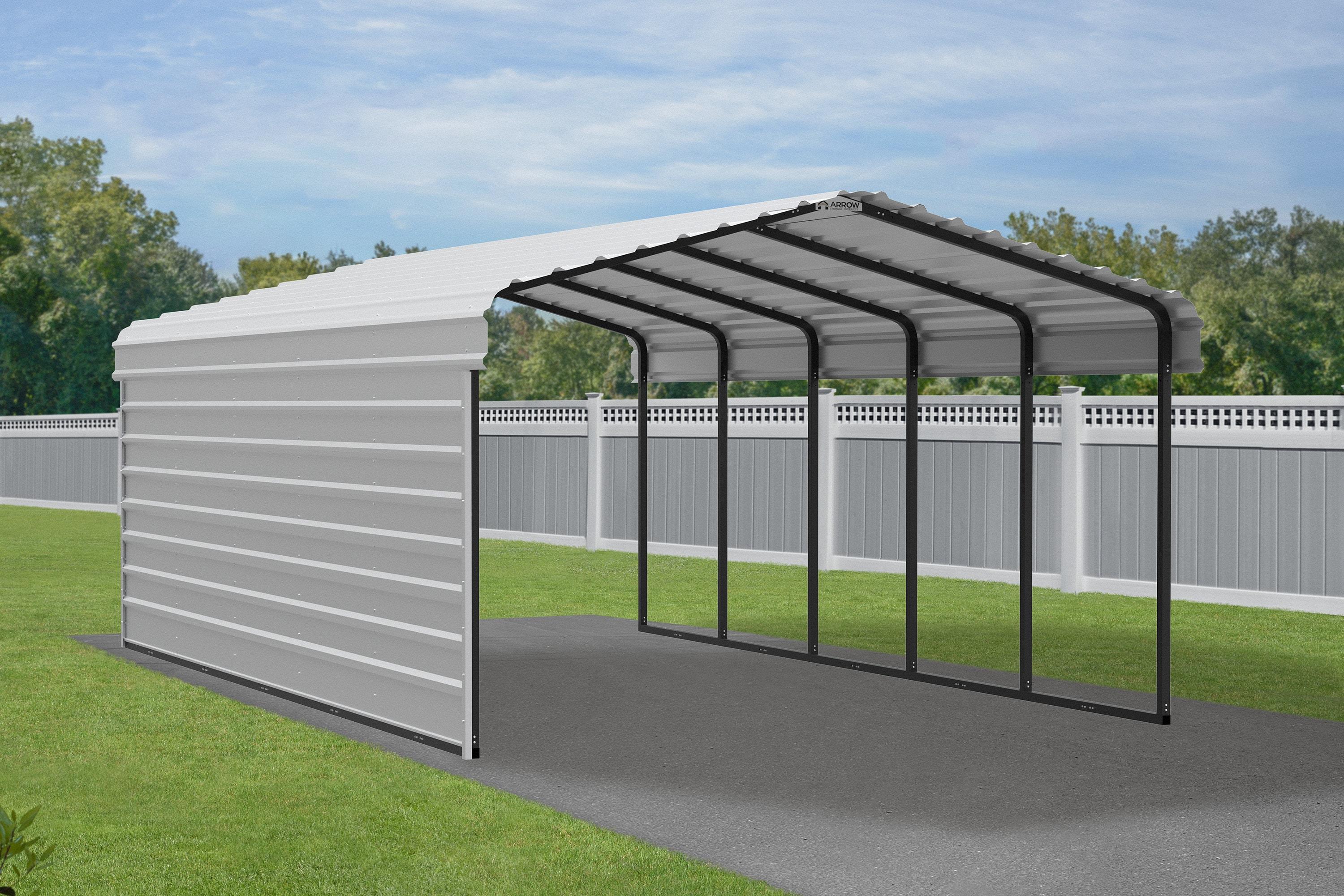 Arrow Arrow Steel Carport with 1 Side Wall Kit, 12X24X07