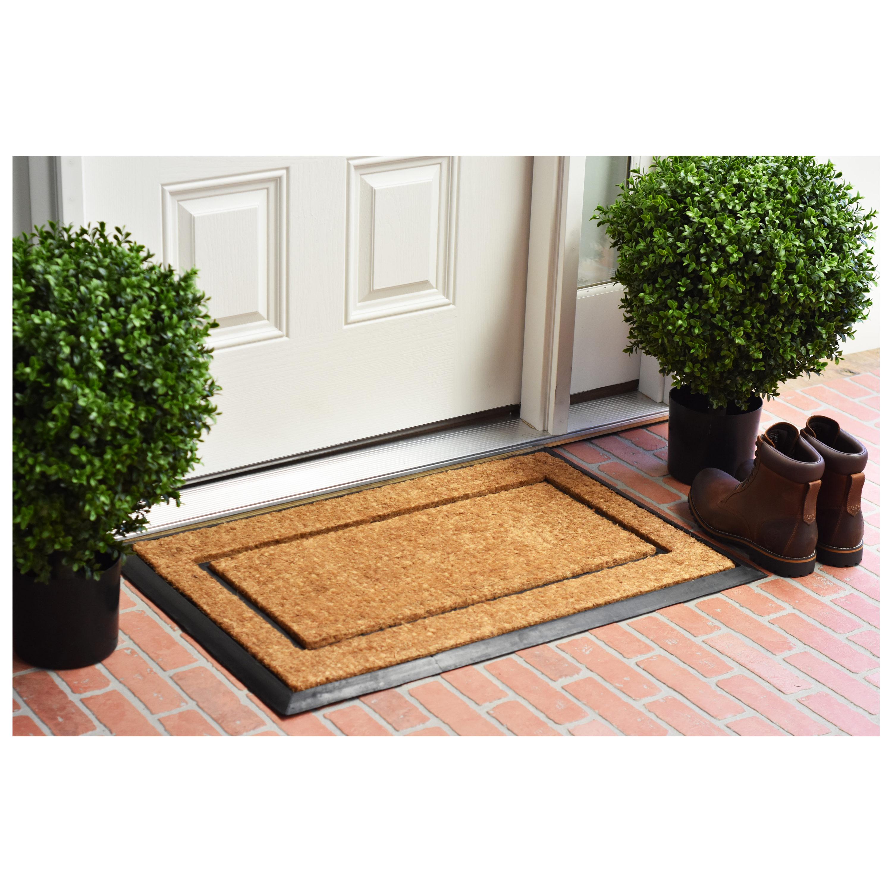 Natural Coir and Rubber Outdoor Door Mat, 2' x 3'