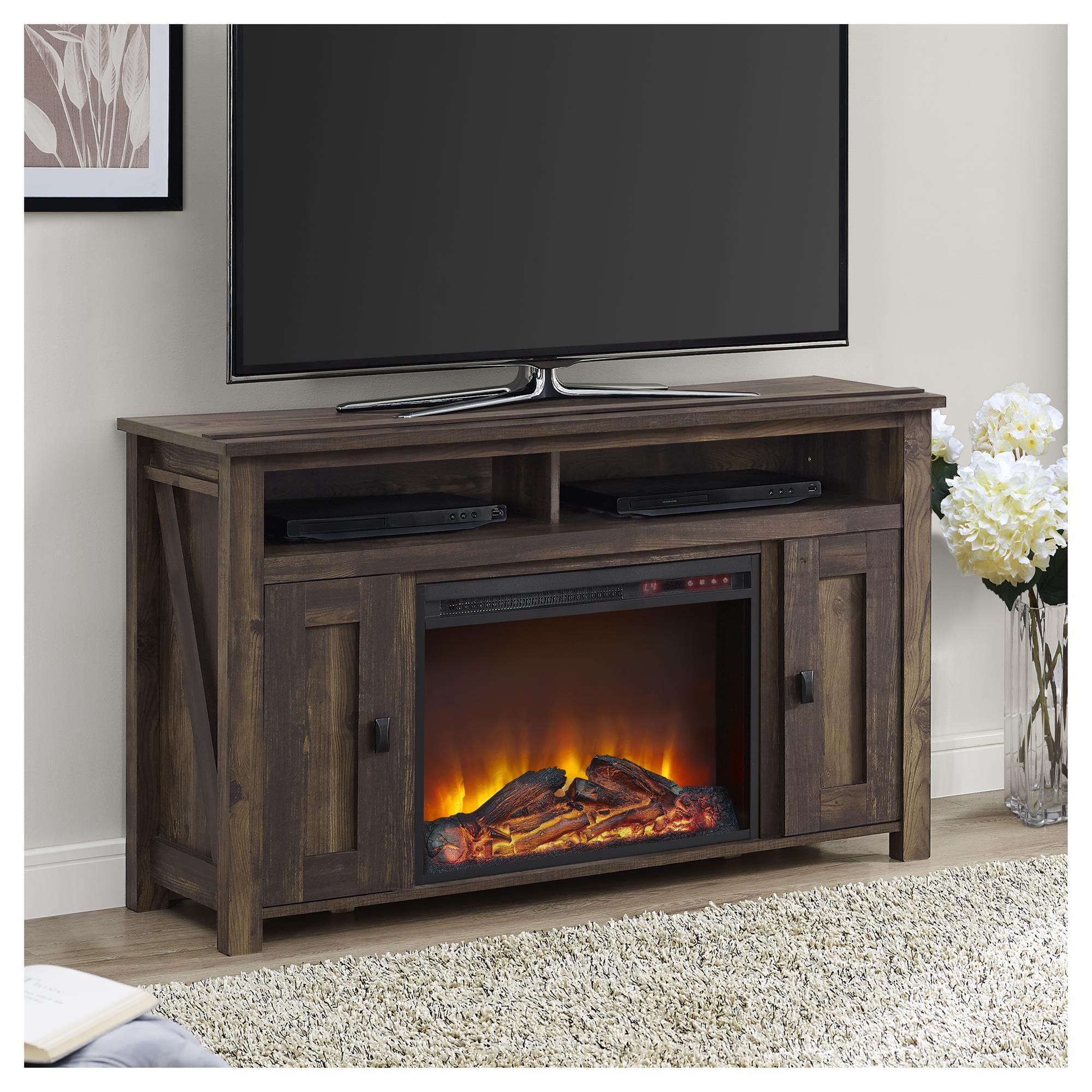 Ameriwood Home Farmington Electric Fireplace Space Heater TV Console for TVs up to 50", Rustic