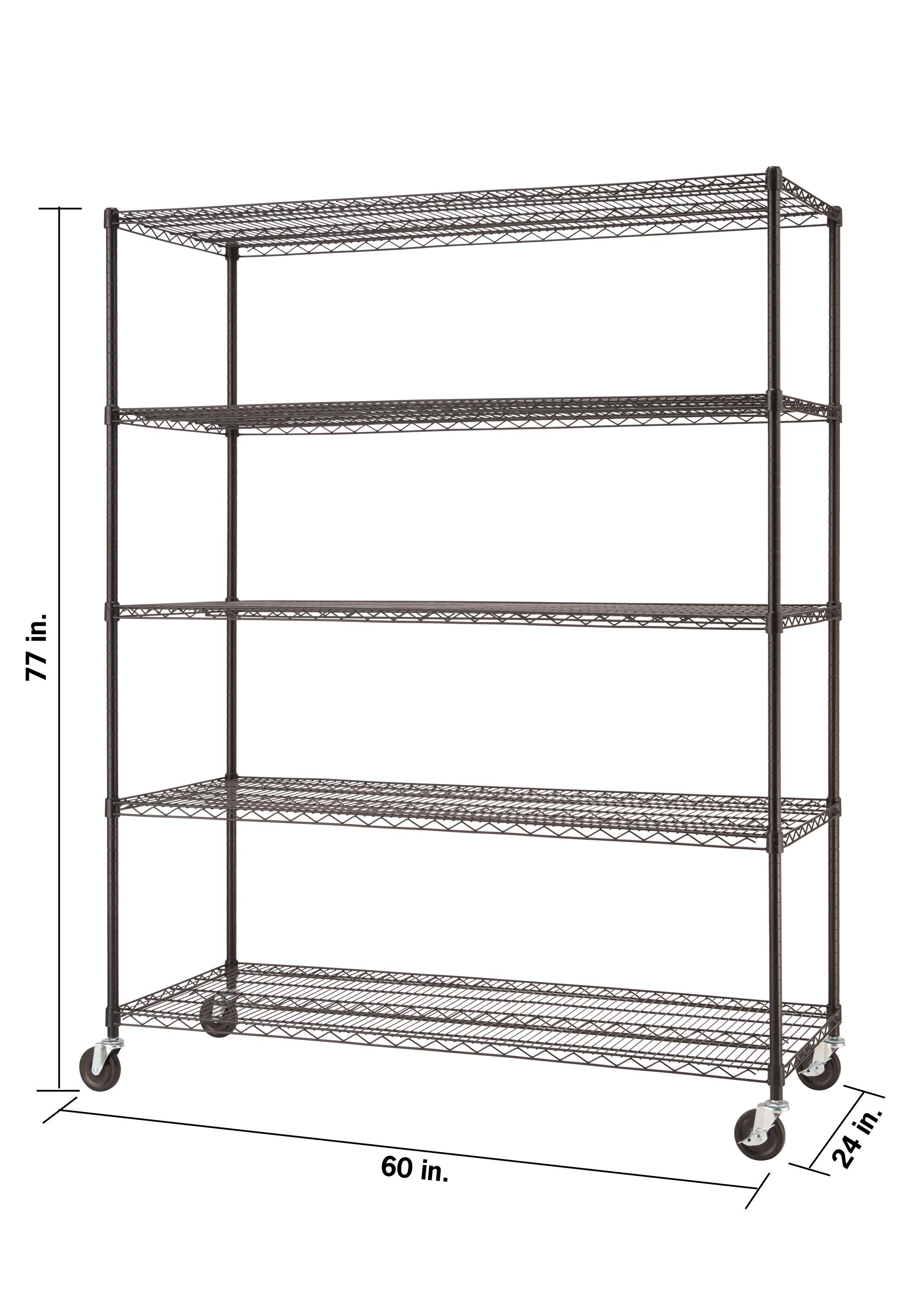Trinity TRINITY EcoStorage 5-Tier NSF Rolling Steel Wire Shelving Unit w/ Wheels (60 in. W x 24 in. D)