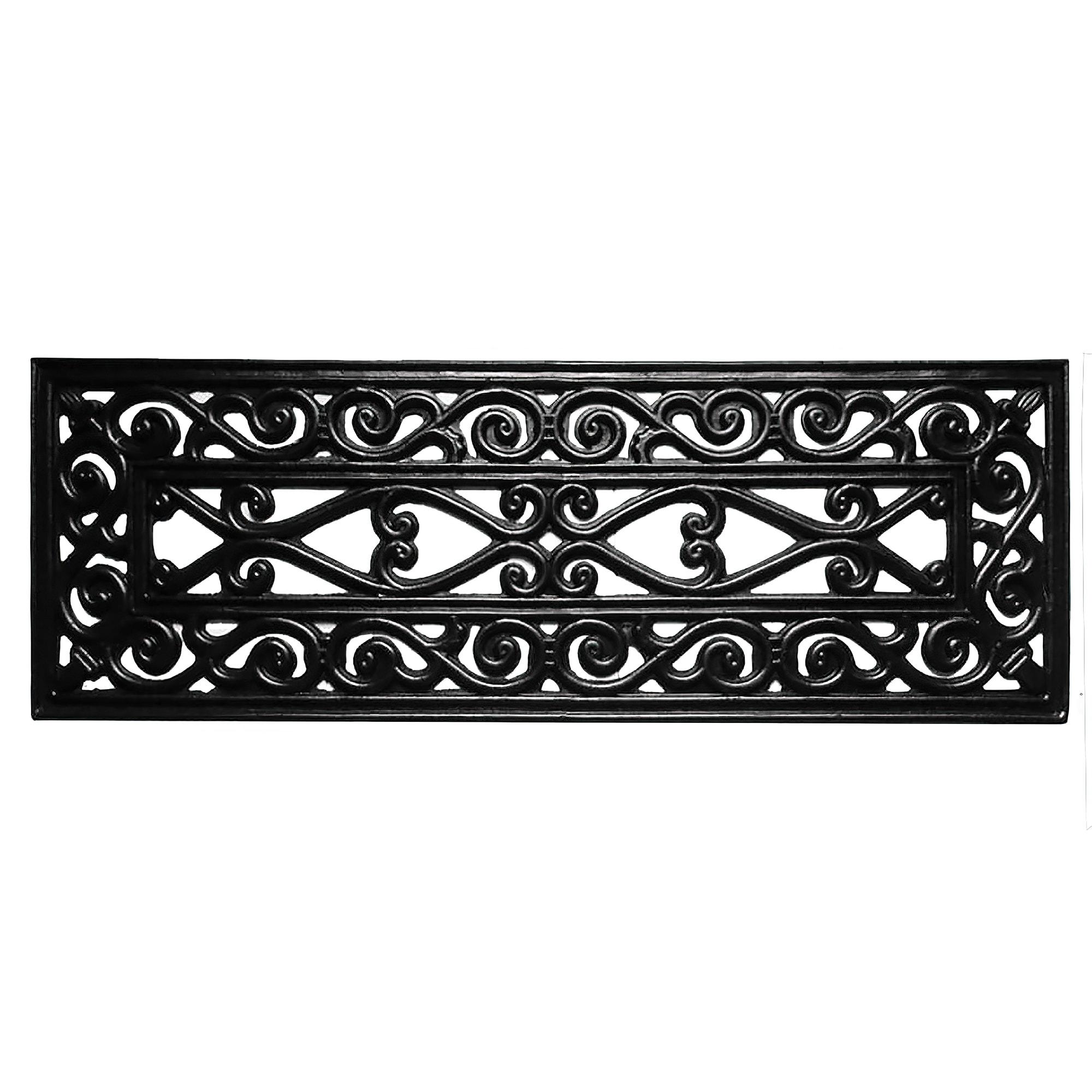 Ottomanson Easy Clean, Waterproof, Low Profile Non-Slip Indoor/Outdoor Rubber Stair Treads, 10" x 30" (5 Pack), Black Wrought