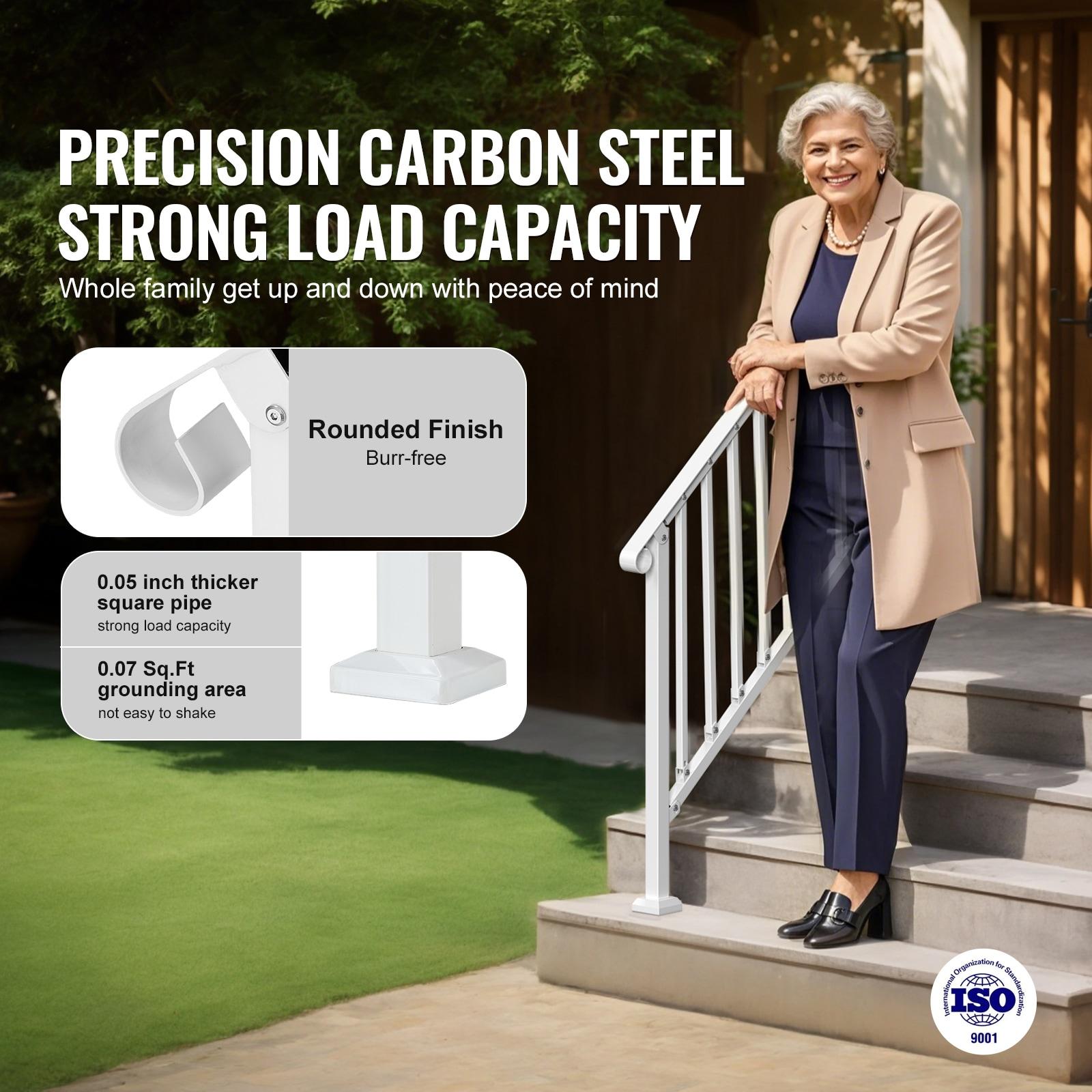 VEVOR Hand Rails for Outdoor Steps, Wrought Iron Railing, Porch And Stair Railing Kit