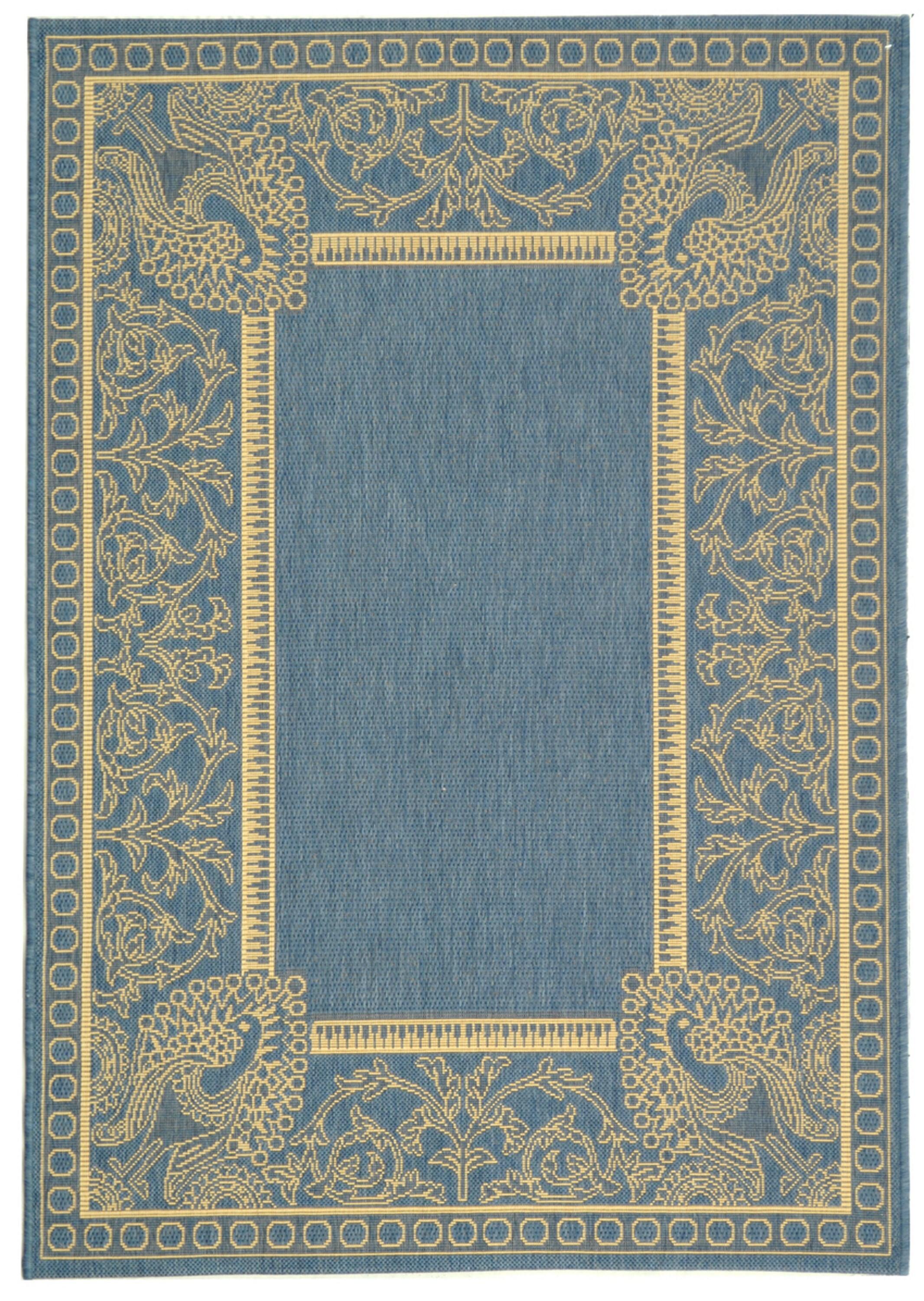 Courtyard CY2965 Power Loomed Indoor/Outdoor Area Rug - Blue/Natural - 4'x5'7" - Safavieh.
