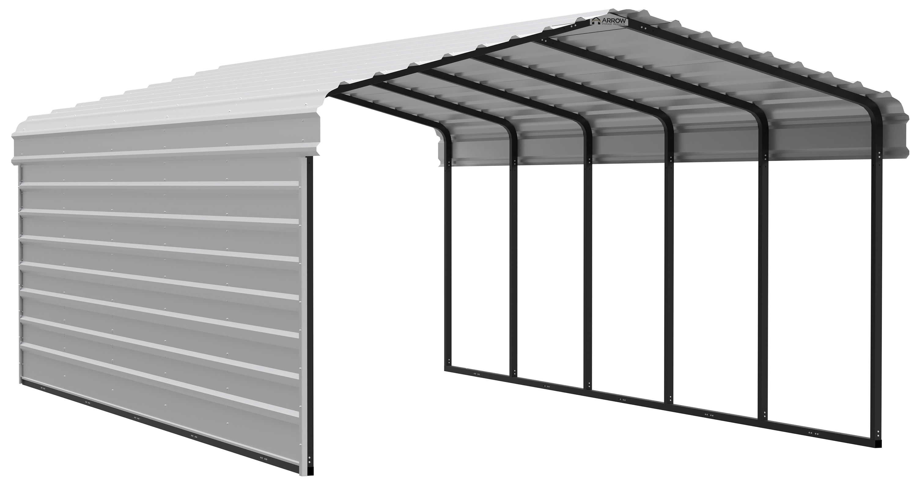 Arrow Arrow Steel Carport with 1 Side Wall Kit, 12X24X07