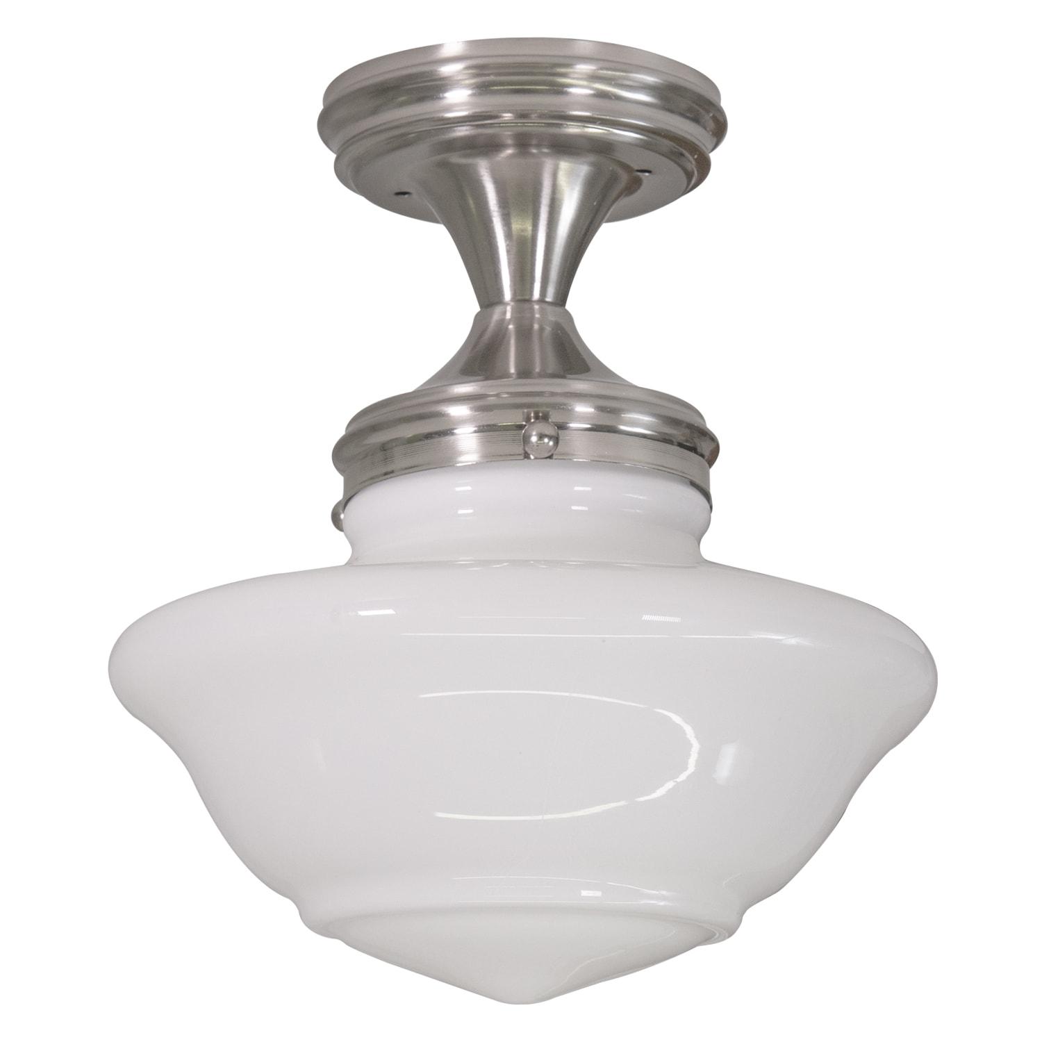Design House Schoolhouse 9" Semi-Flush Mount Ceiling Light, Satin Nickel