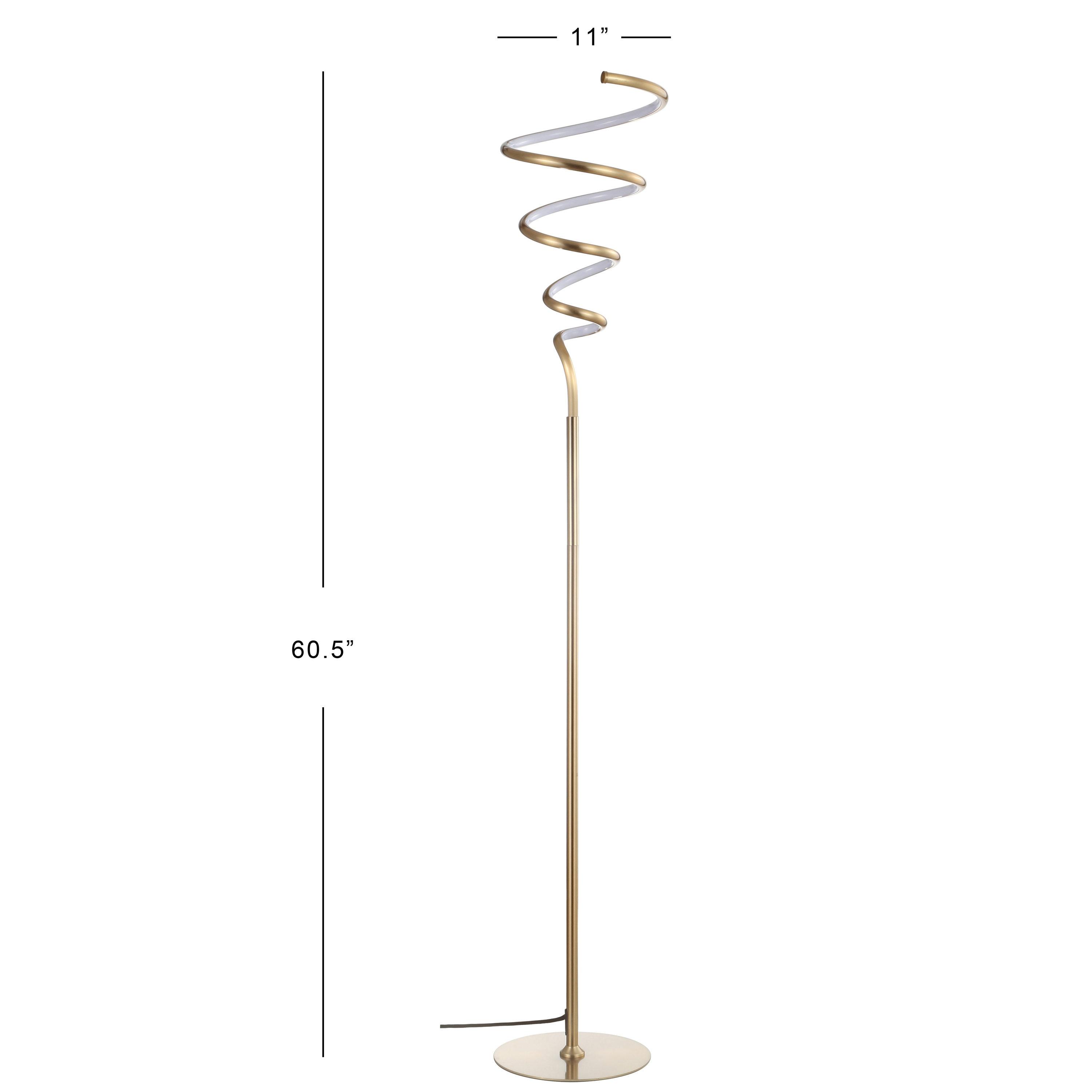 JONATHAN Y JYL7027B Scribble 60.5" Modern Dimmable Metal Integrated LED Floor Lamp Contemporary,Minimalist,Modern,Glam for Bedrooms, Living Room, Office, Reading, Gold