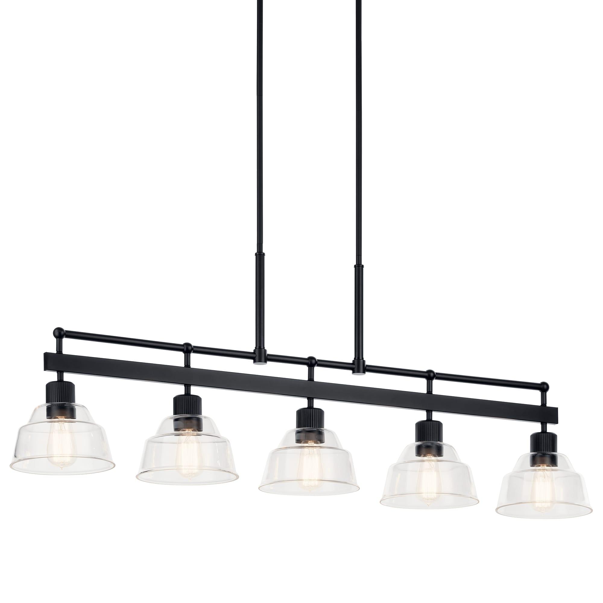 Eastmont Black and Clear Glass 5-Light Linear Chandelier