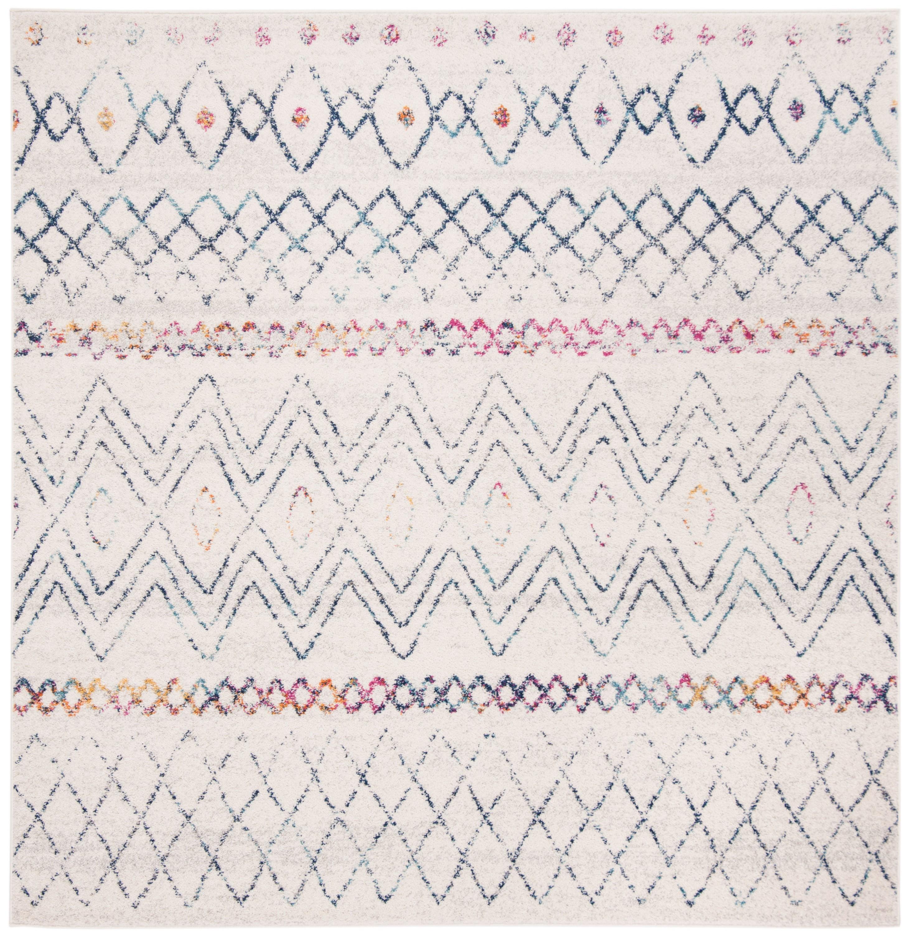 Madison 700 MAD798 Power Loomed Indoor Area Rug - Ivory/Dark Blue - 6'7"x6'7" - Safavieh