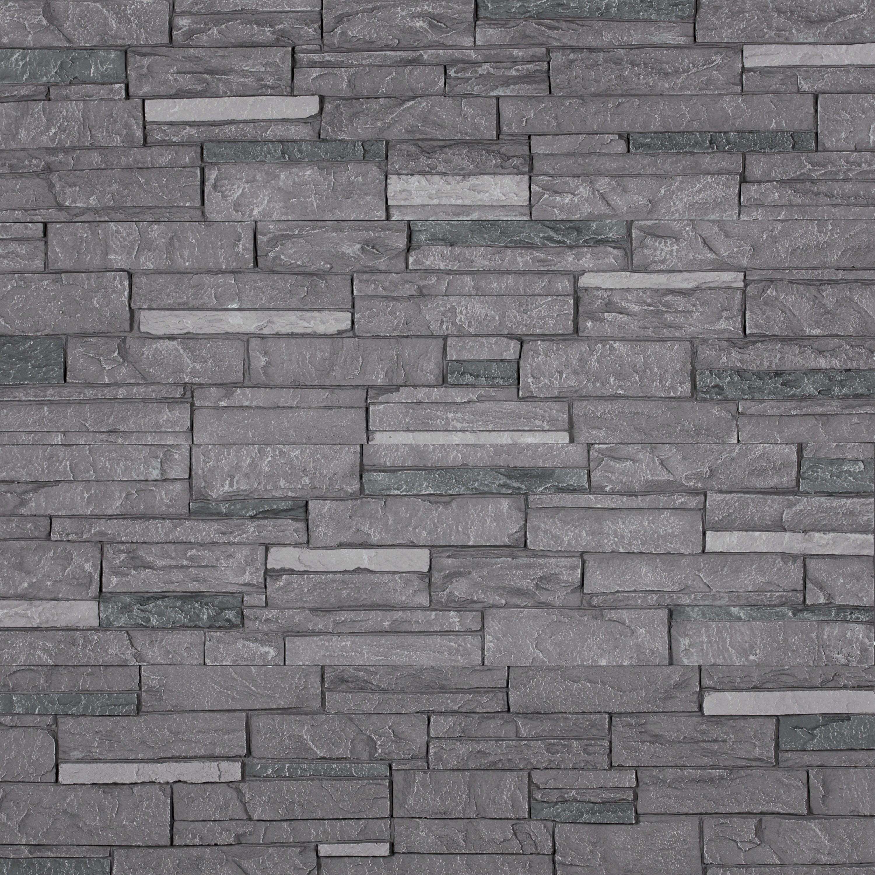 DuraKwik Stone 13" x 48.43" Ledgestone Stone Wall Paneling in Gray Volcano Ash