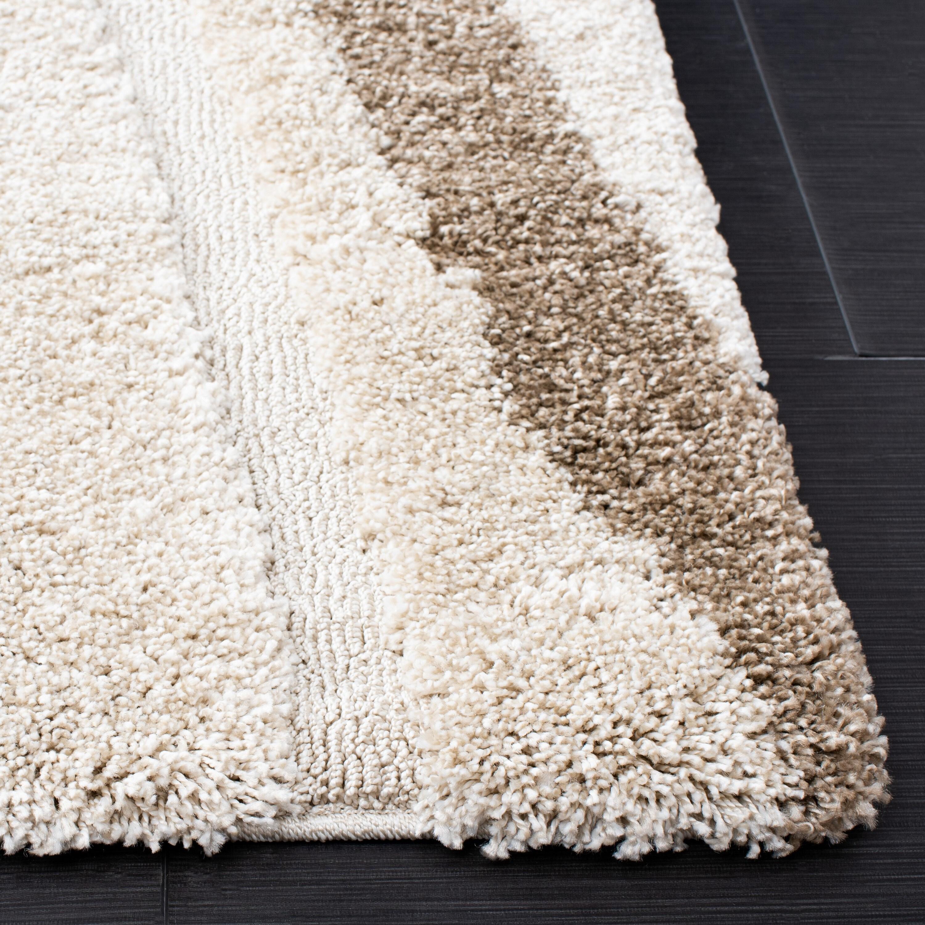 Florida Shag SG451 Power Loomed Indoor Area Rug - Cream/Dark Brown - 8'x10' - Safavieh.