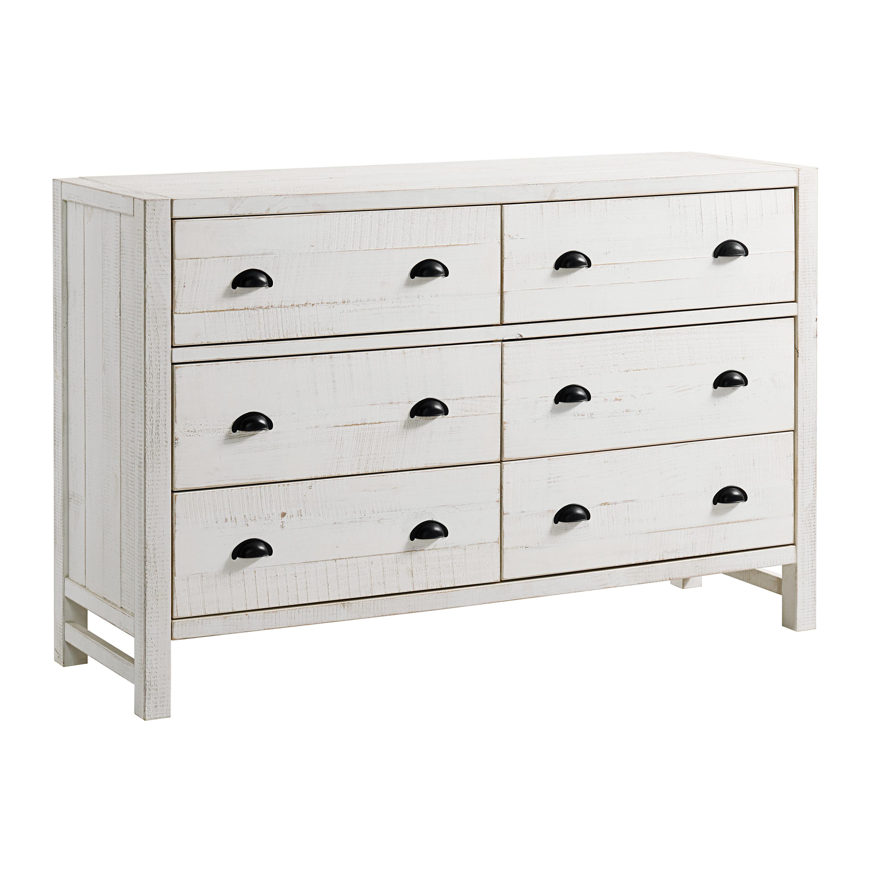 Alaterre Furniture Windsor 6-Drawer Double Dresser, Driftwood White