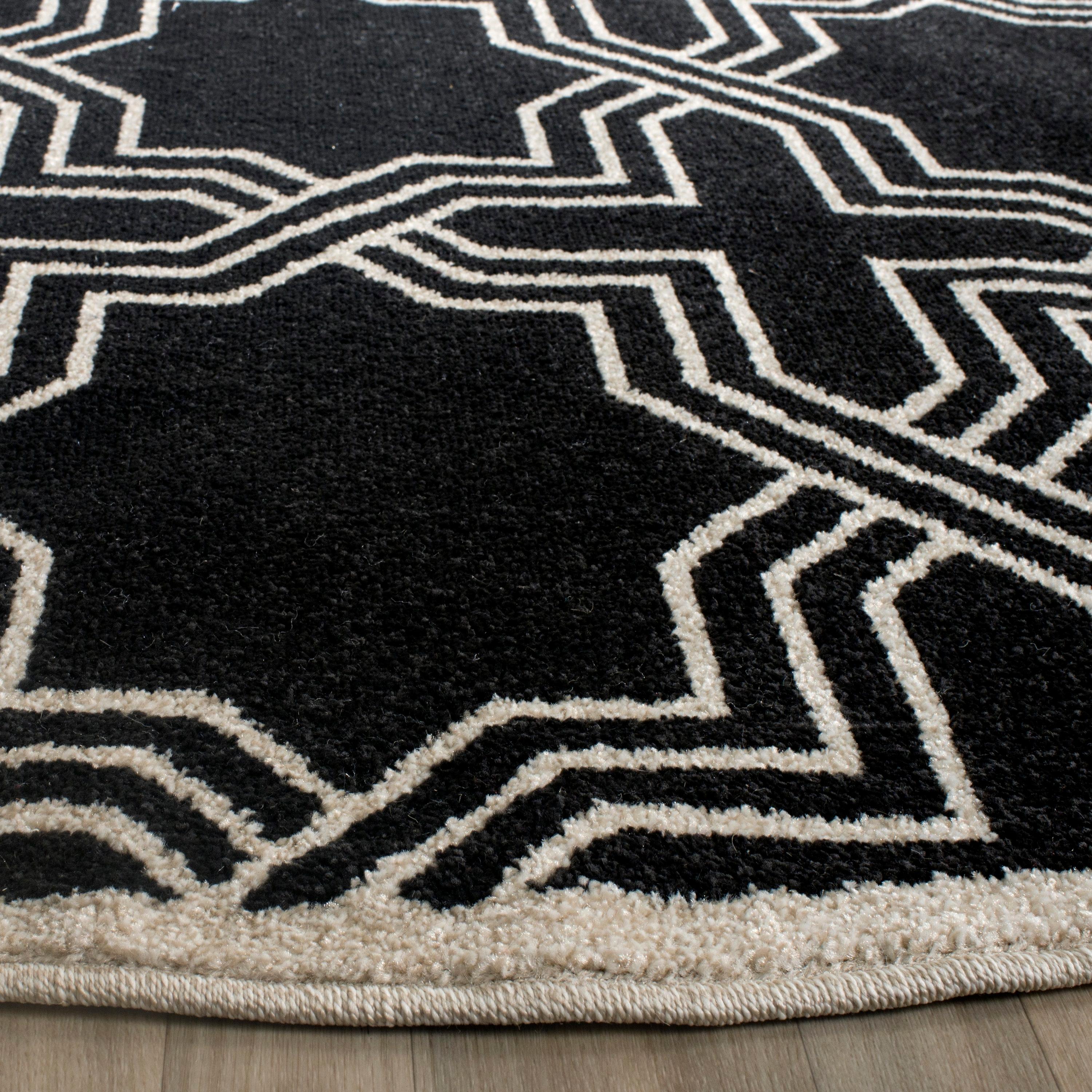 Amherst AMT413 Power Loomed Area Rug - Anthracite/Ivory - 7' round - Safavieh.