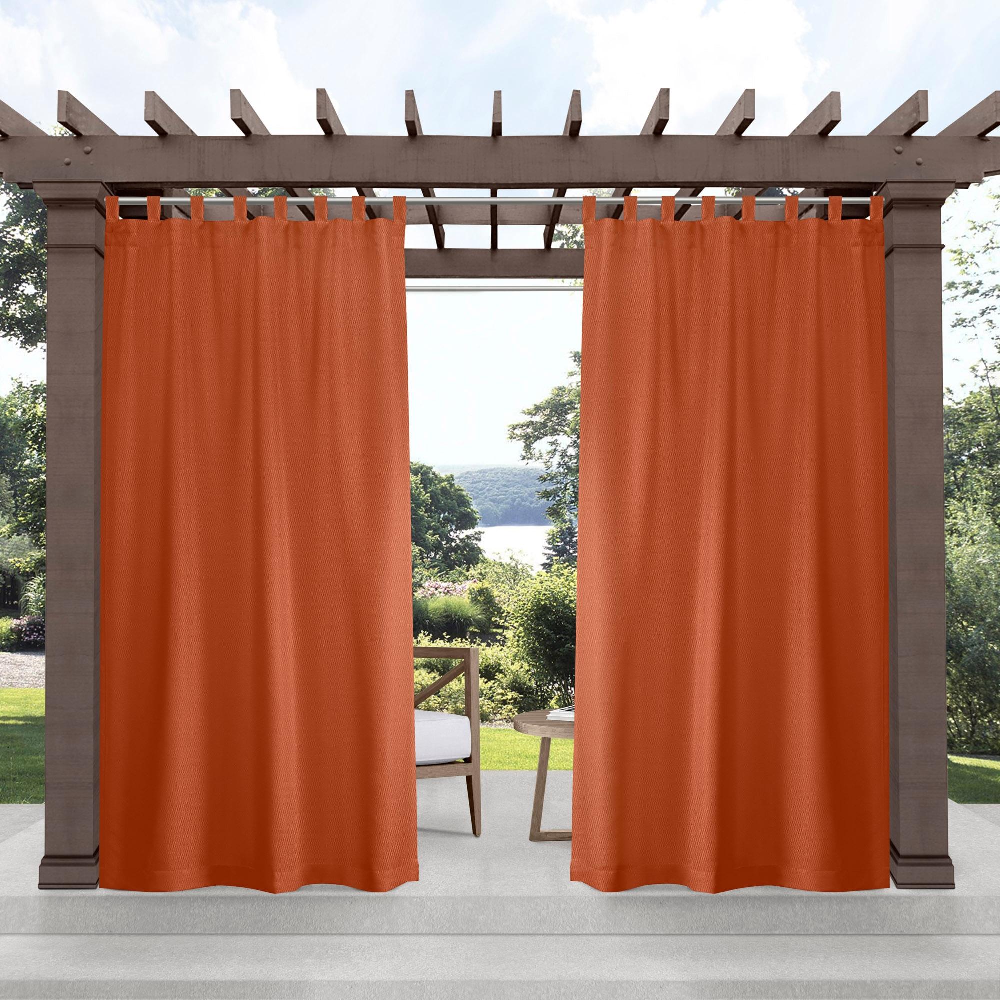 Mecca Orange Light-Filtering Polyester Tab Top Curtain Panel