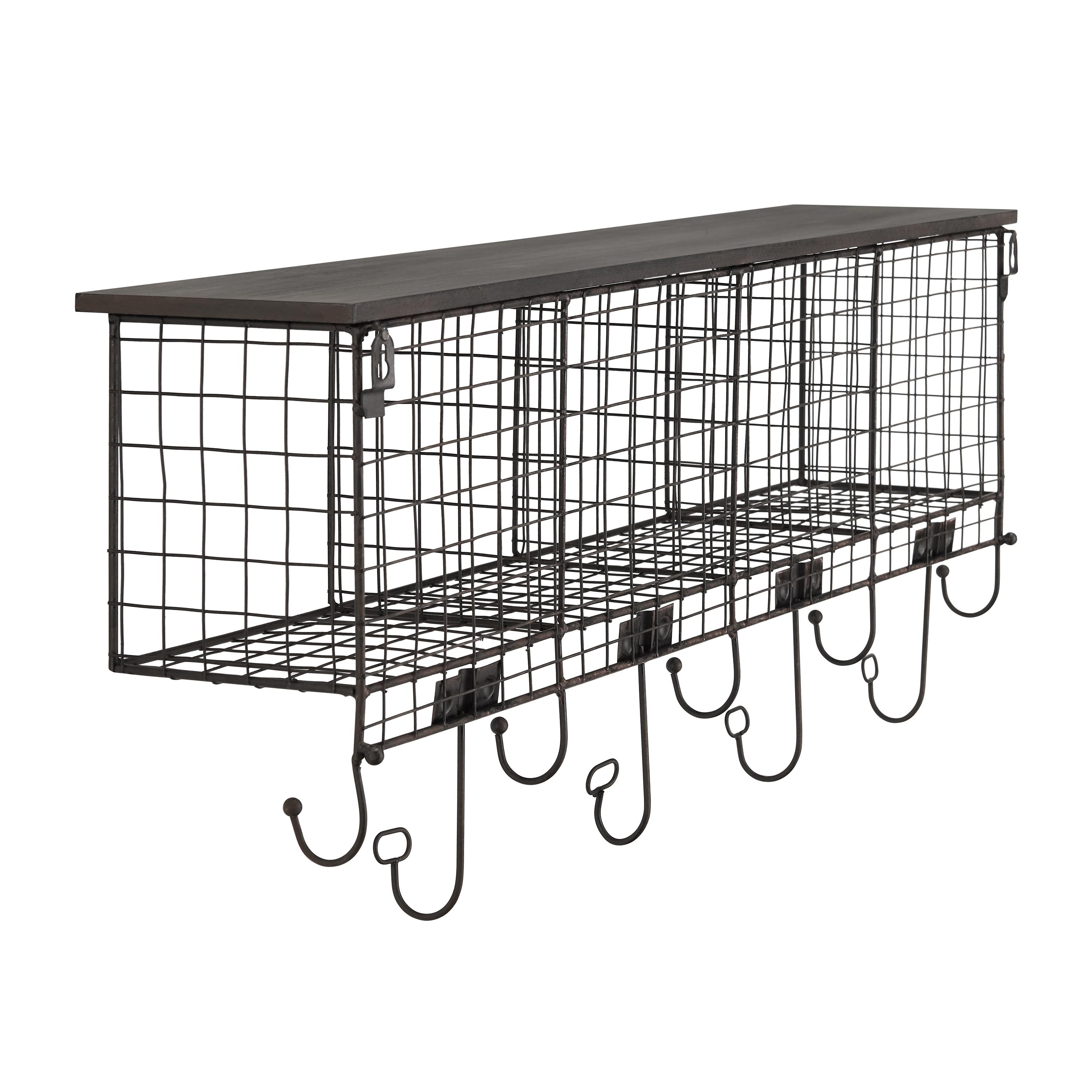 Linon Four Cubby Metal Wall Shelf in Black