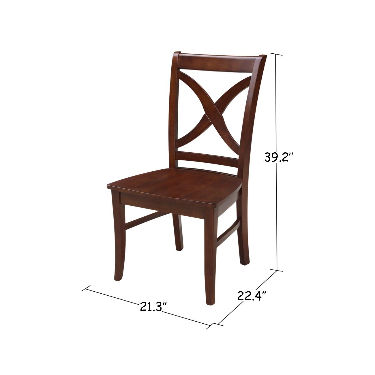 Set of 2 Vineyard Curved X-Back Chairs Espresso - International Concepts: Hardwood Frame, 250lb Capacity