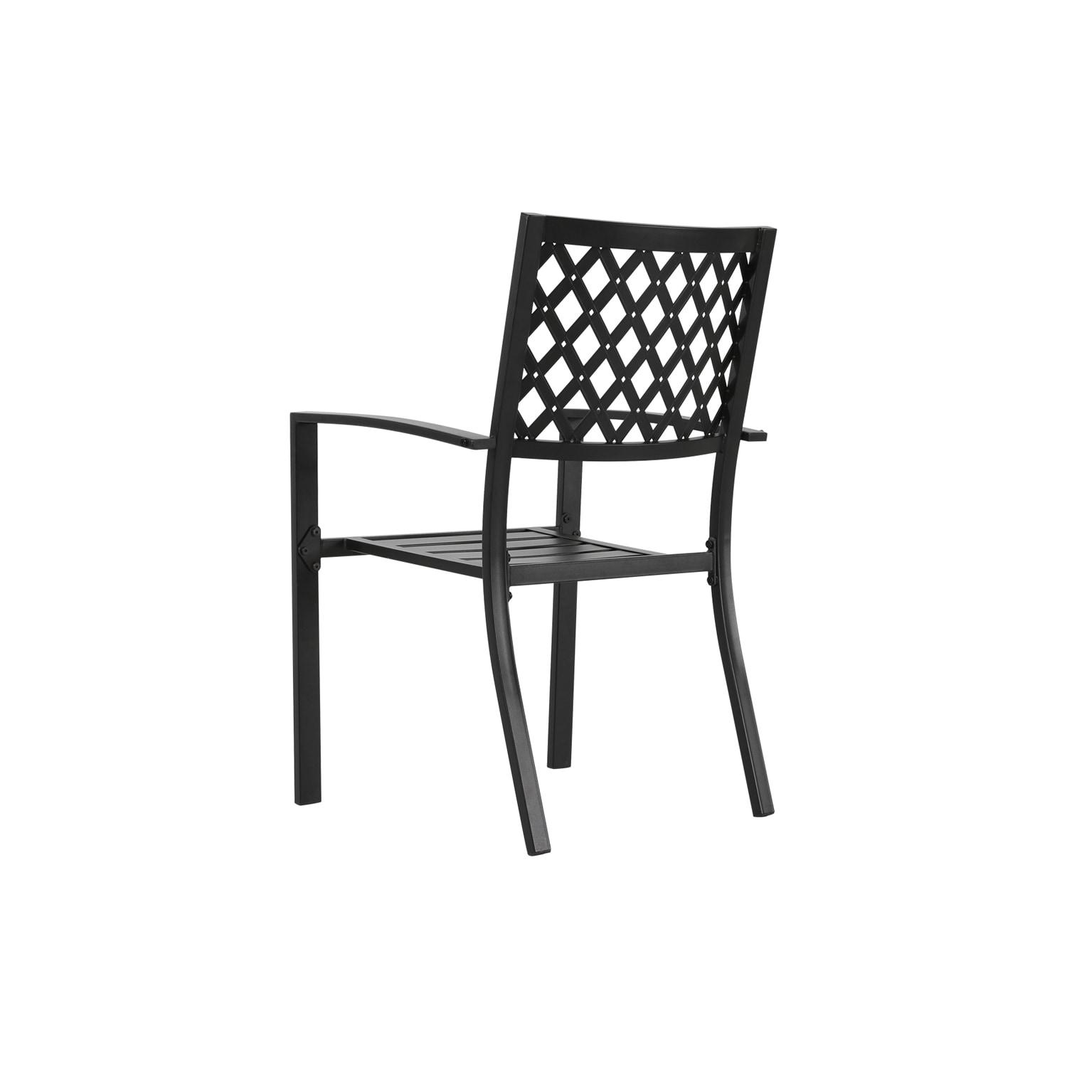 Nuu Garden Outdoor Dining Chair, Patio Dining Chair Set, Stackable Design, All-weather Iron Frame with Powder-coated Finish for Indoors and Outdoors, Patio, Deck, Garden, Yard, Black