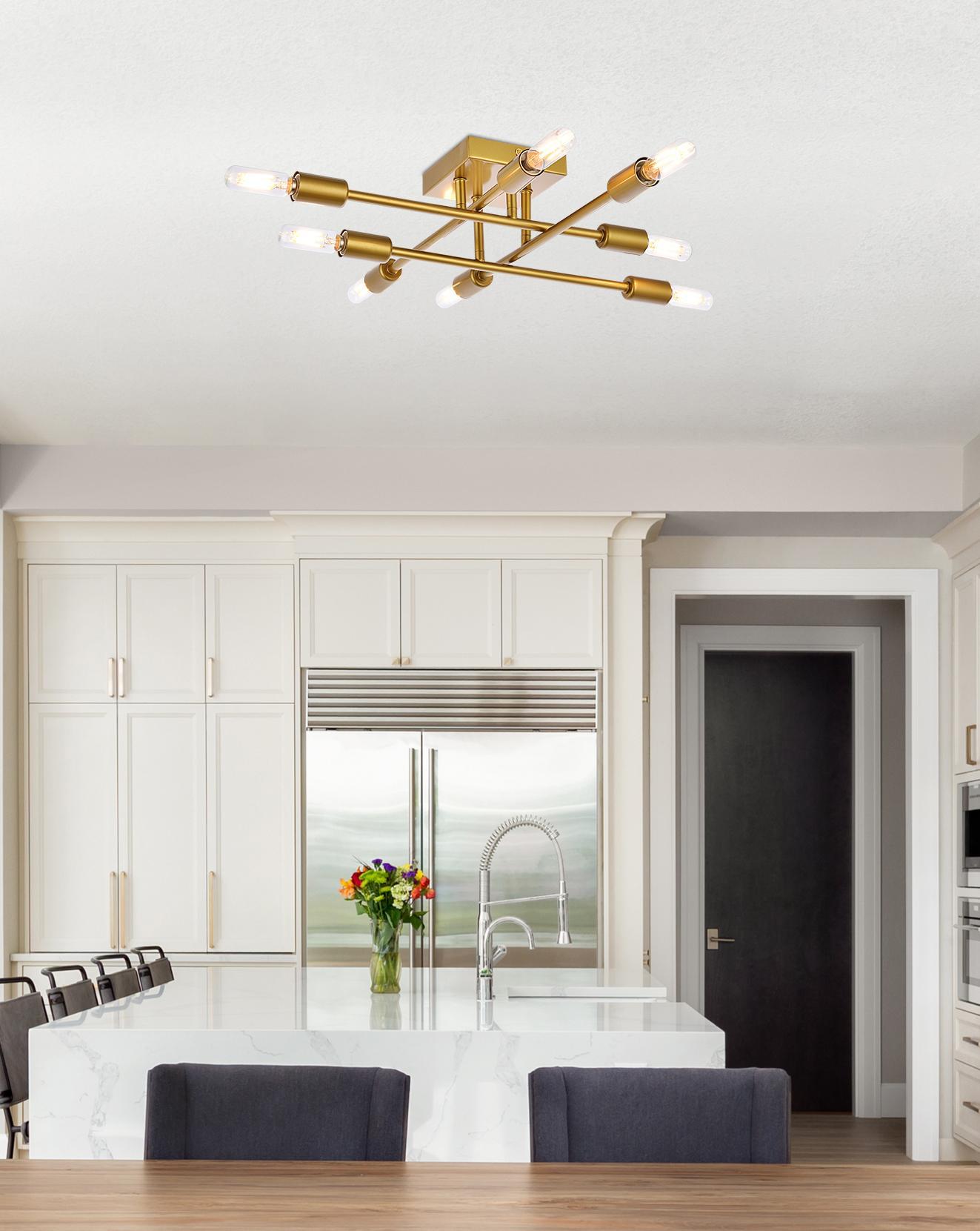 Elegant Lighting Script 8 lights brass flush mount