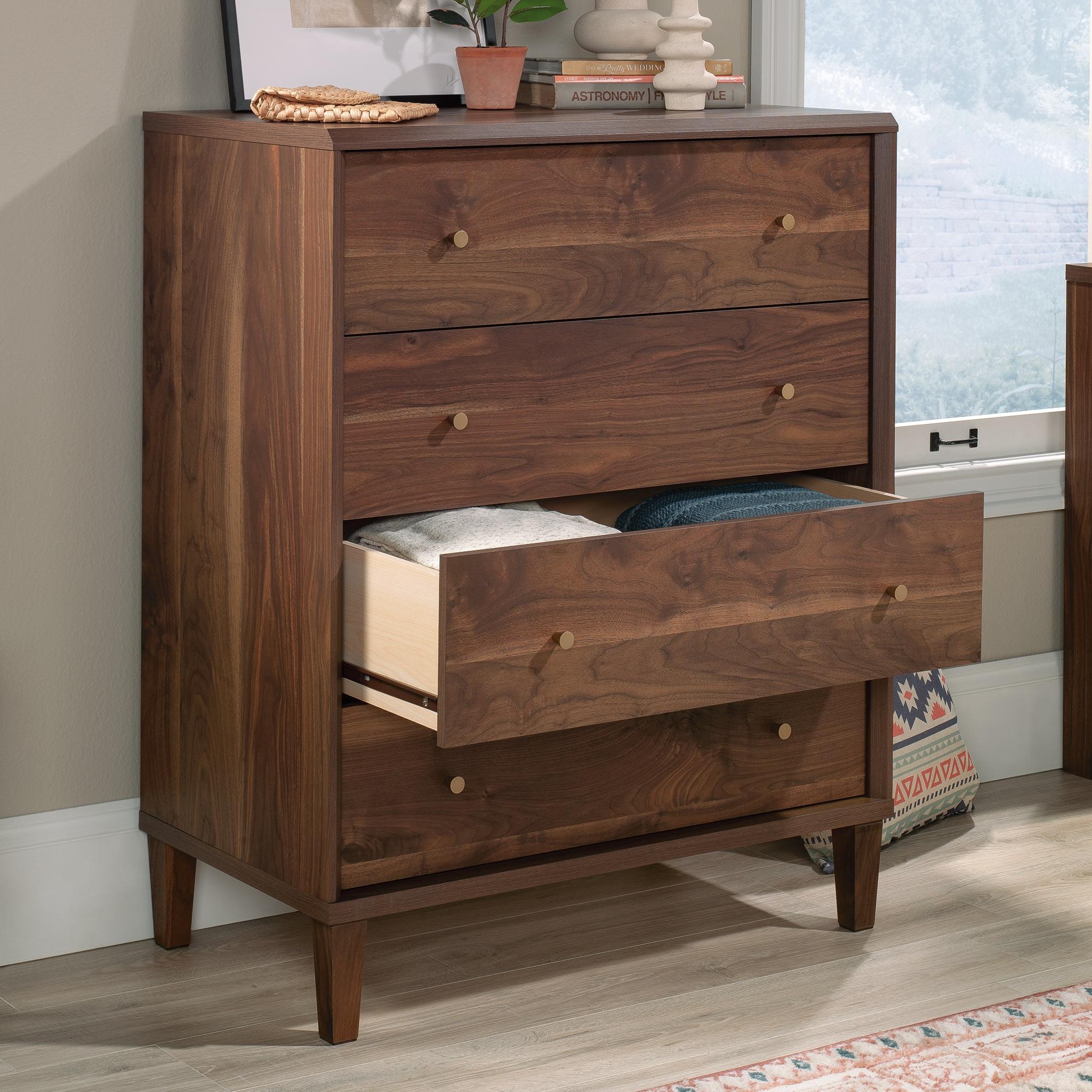 Sauder Willow Place Engineered Wood 4 Drawer Chest in Grand Walnut