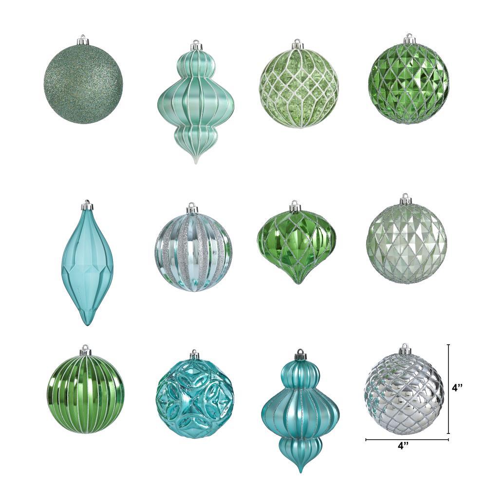 Nearly Natural Holiday Lux Shatterproof, 12 Count Christmas Tree Ornament Set