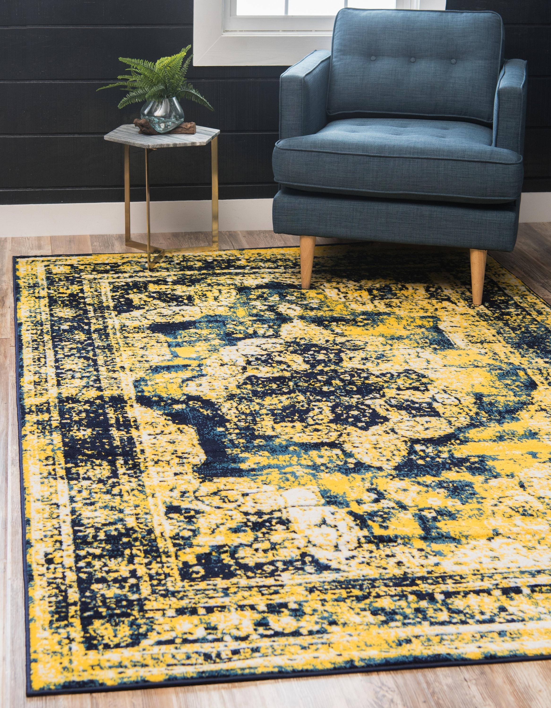 Unique Loom 4' 0 x 6' 0 Sofia Salle Garnier Navy Blue Area Rug