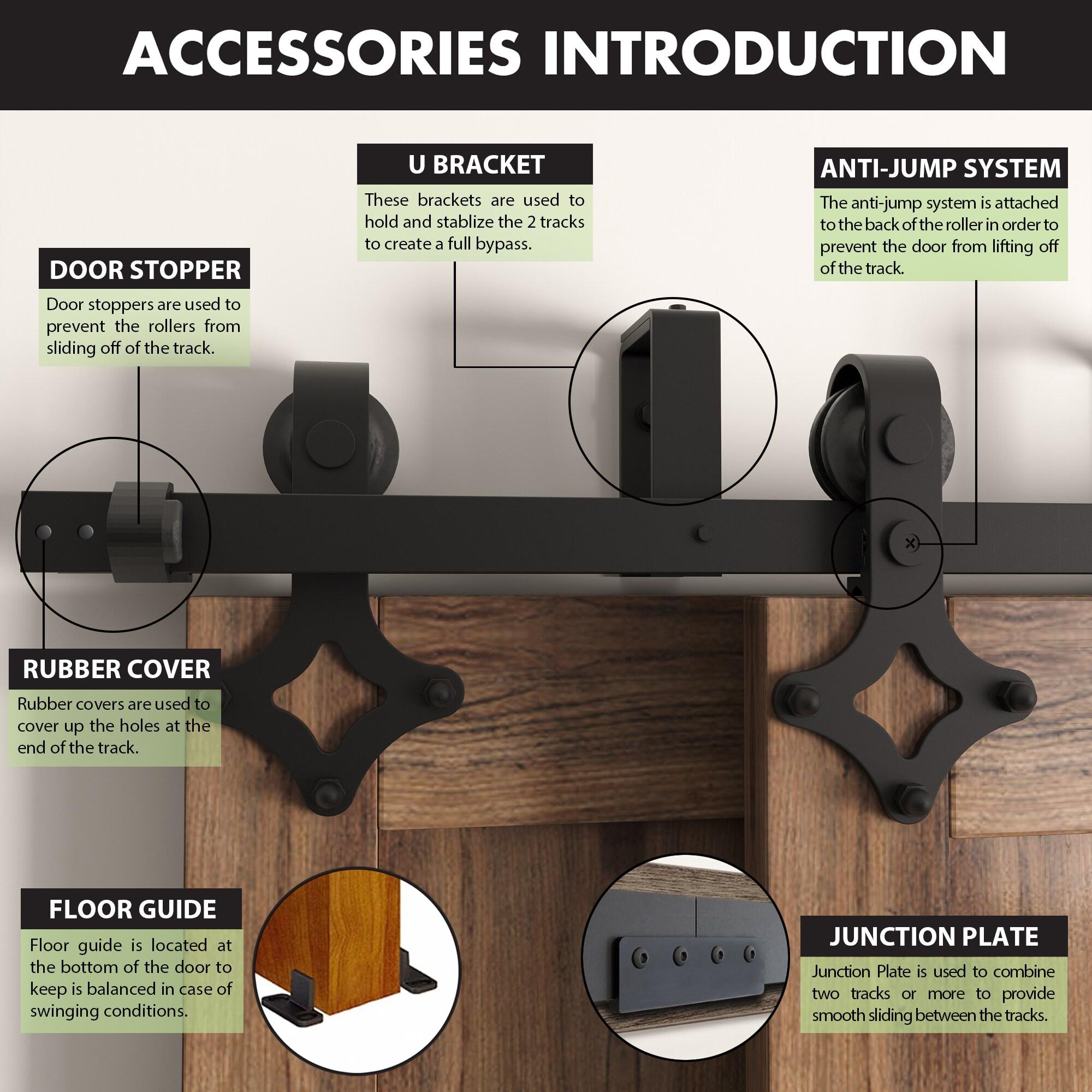Homacer Black Rustic Diamond Design Double Track Bypass Barn Door Hardware Kit For Two Use( Door Not Included)