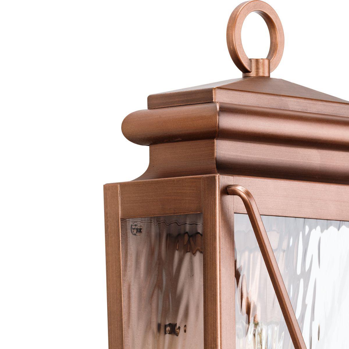 Wakeford Collection One-Light Antique Copper and Clear Water Glass Transitional Style Small Outdoor Wall Lantern