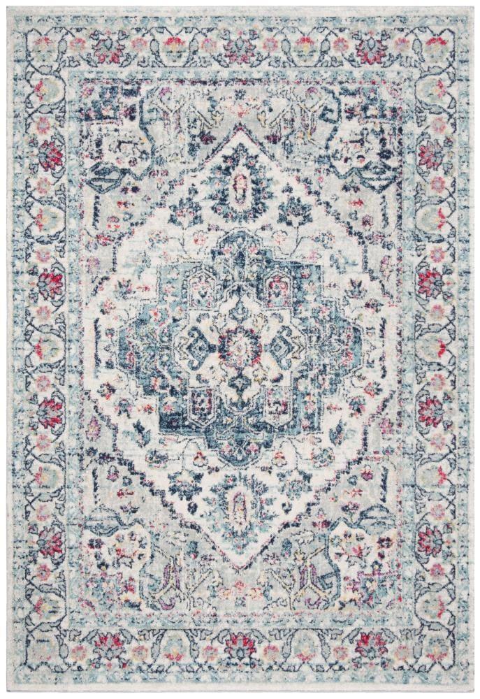 SAFAVIEH Madison Hildred Floral Bordered Area Rug, Navy/Fuchsia, 6' x 9'